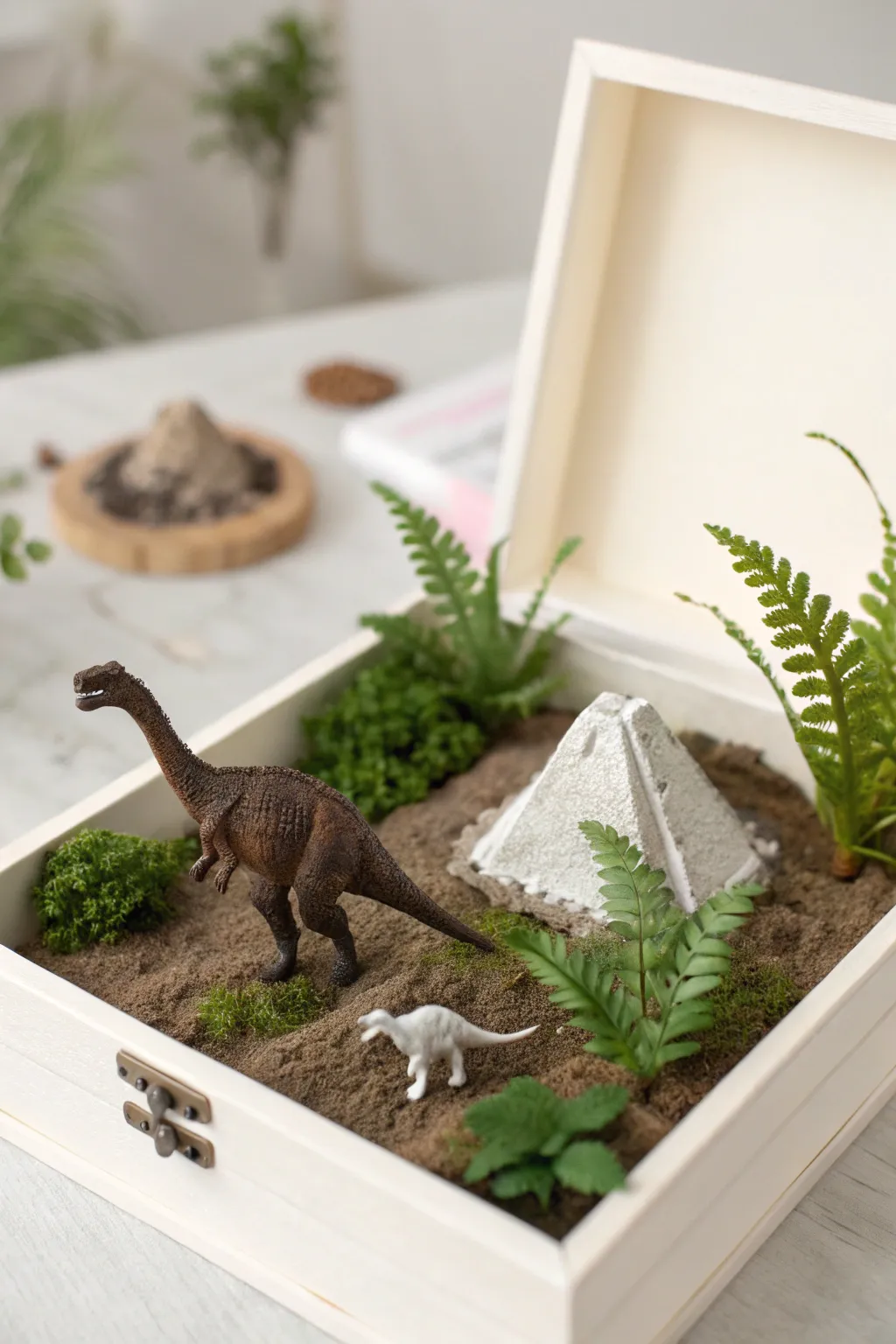 Step back in time with elegance: a miniature prehistoric world beautifully crafted for your space.