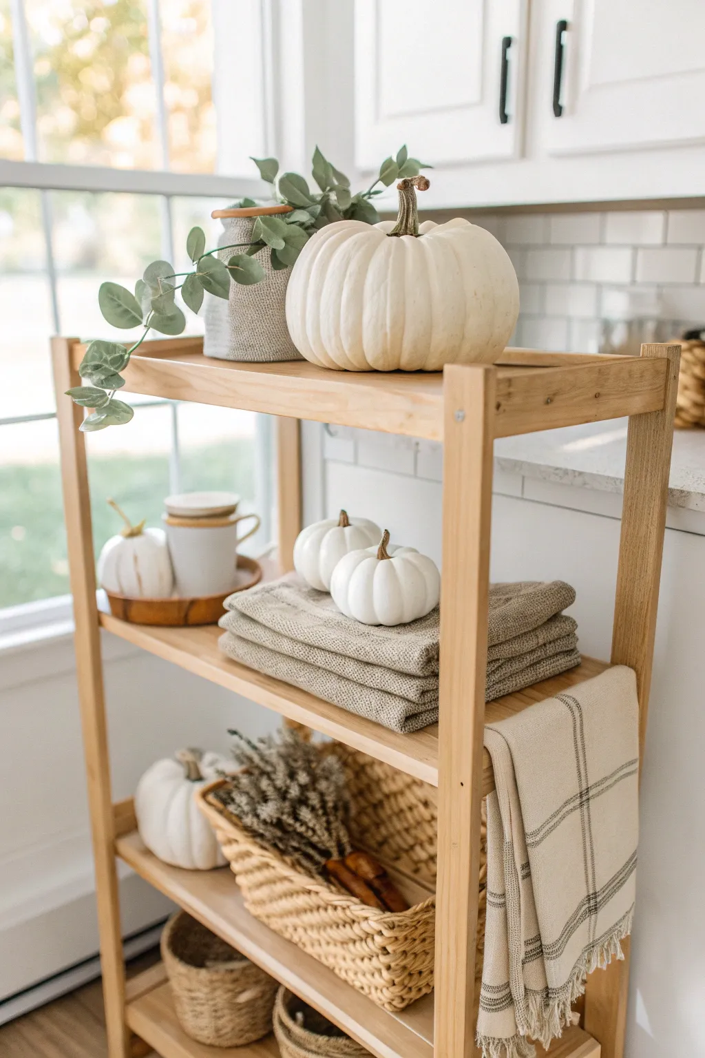 Embrace the charm of each season with a thoughtfully curated bakers rack. 🍂✨ #ScandiBoho #SeasonalStyle