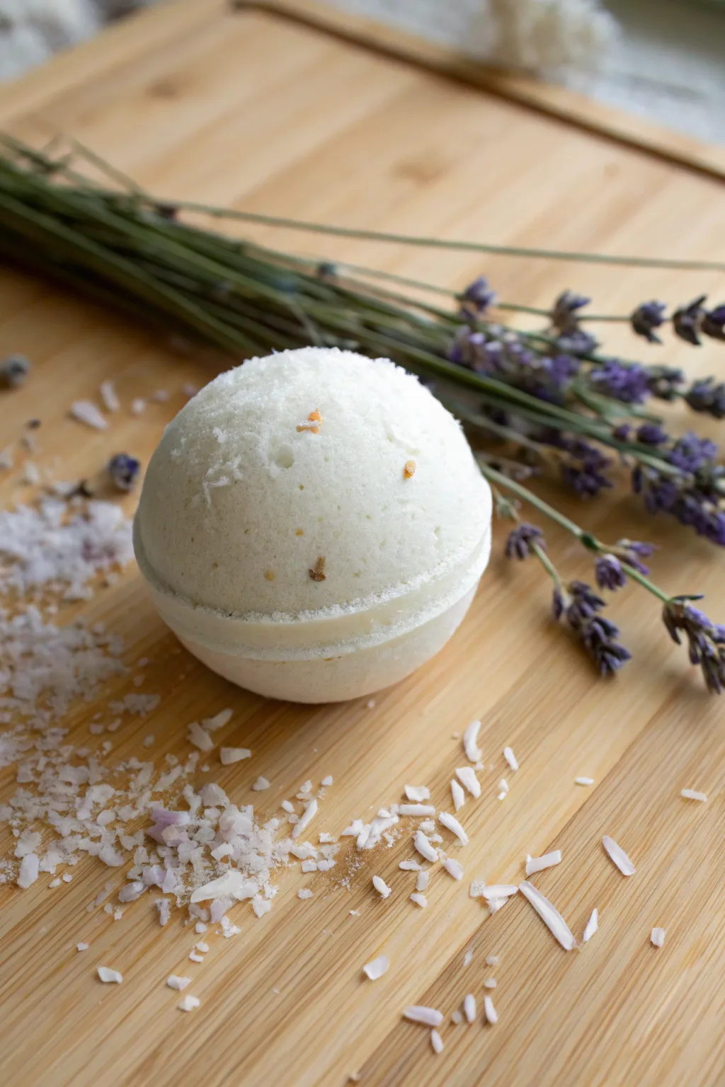 Indulge in the Vanilla Coconut Bliss - a handcrafted bath bomb for your perfect tropical escape.