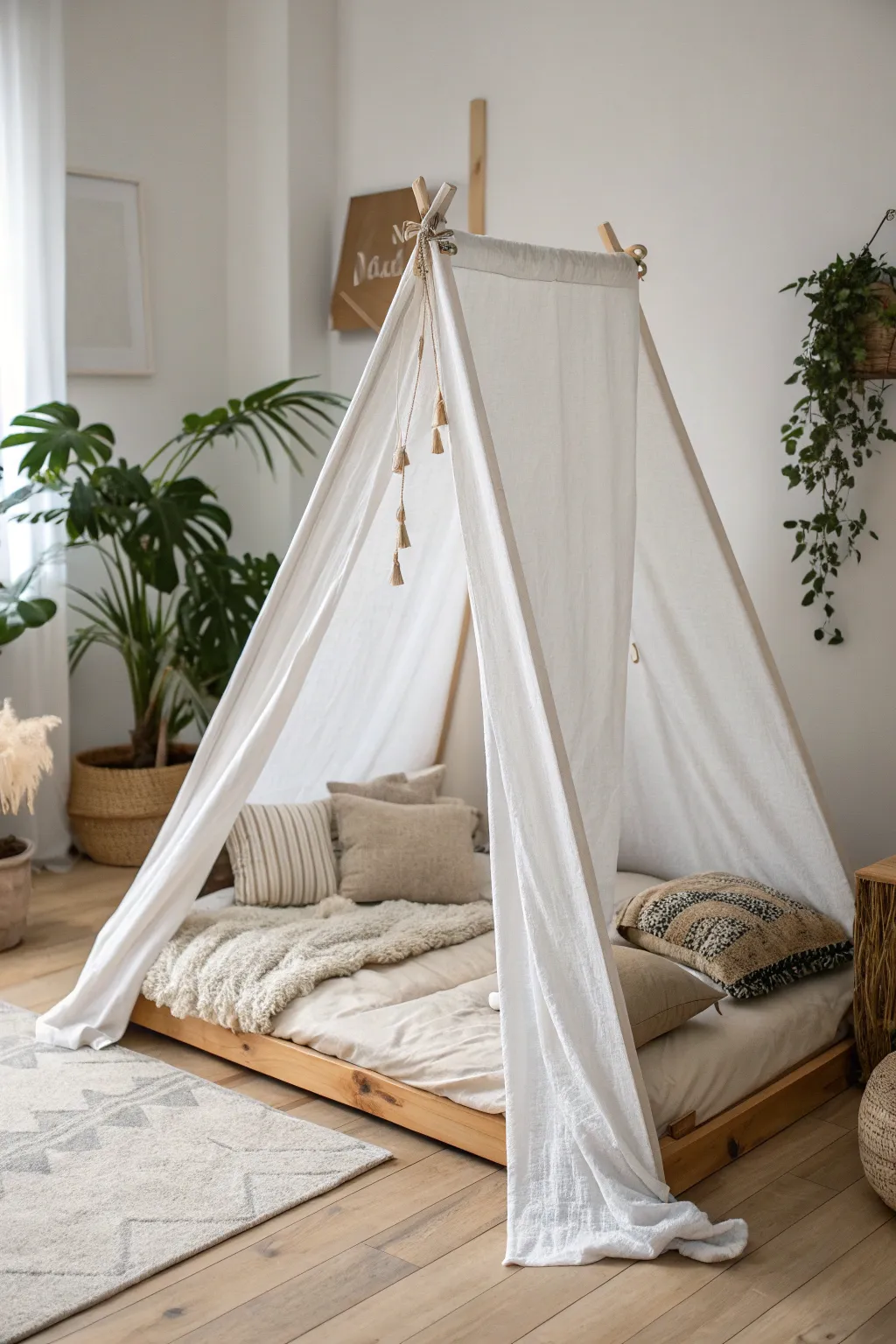 Transform your bedroom into a serene retreat with this IKEA hack bed tent, blending minimalist elegance with boho charm.