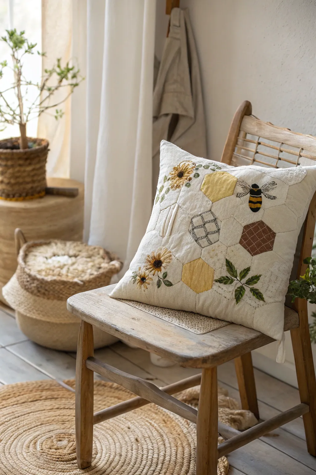 Add a touch of handcrafted charm to your decor with this unique beehive pillow design!