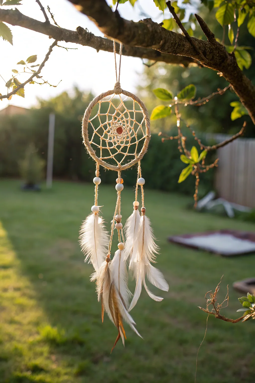 Capture the essence of a boho backyard with this enchanting dreamcatcher, perfect for adding a whimsical touch to your gatherings.