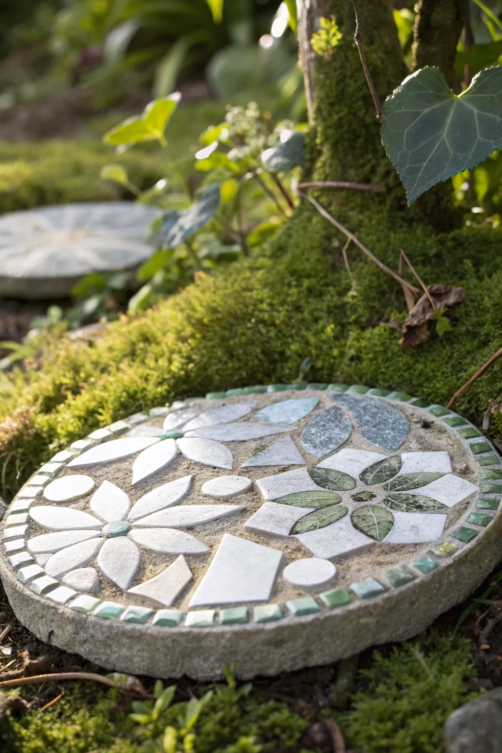 Add a touch of magic to your garden with reflective mosaic stones.