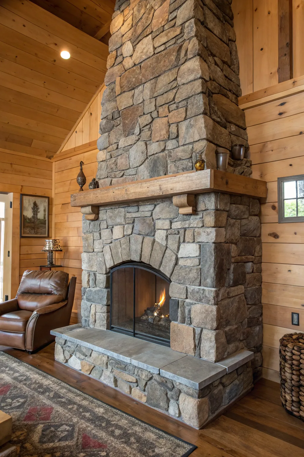 A testament to craftsmanship: the heartwarming allure of a stone fireplace.