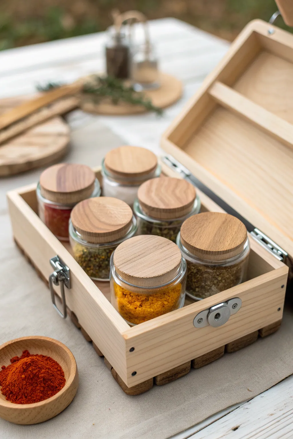 Elevate your camp kitchen with this innovative and stylish spice rack, blending function with Scandinavian elegance.