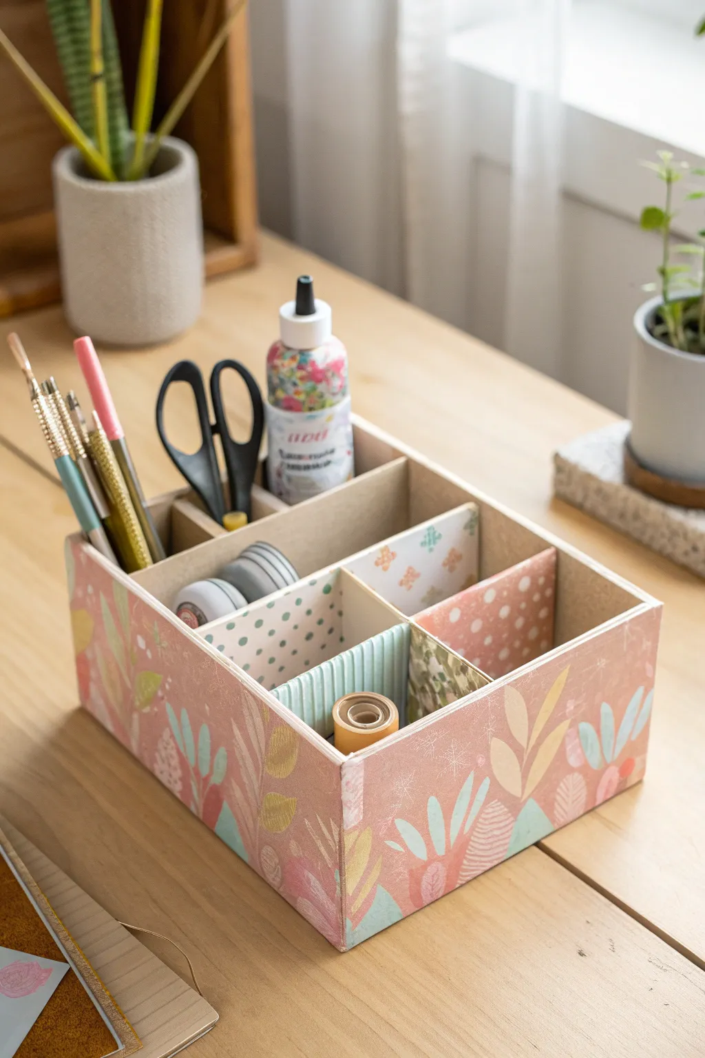 Keep your creative chaos beautifully organized with this DIY craft supply holder, blending Scandinavian simplicity and boho charm.