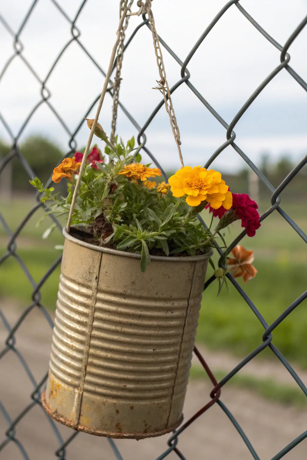 Transform your fence with rustic DIY tin can planters—where craftsmanship meets nature's beauty.