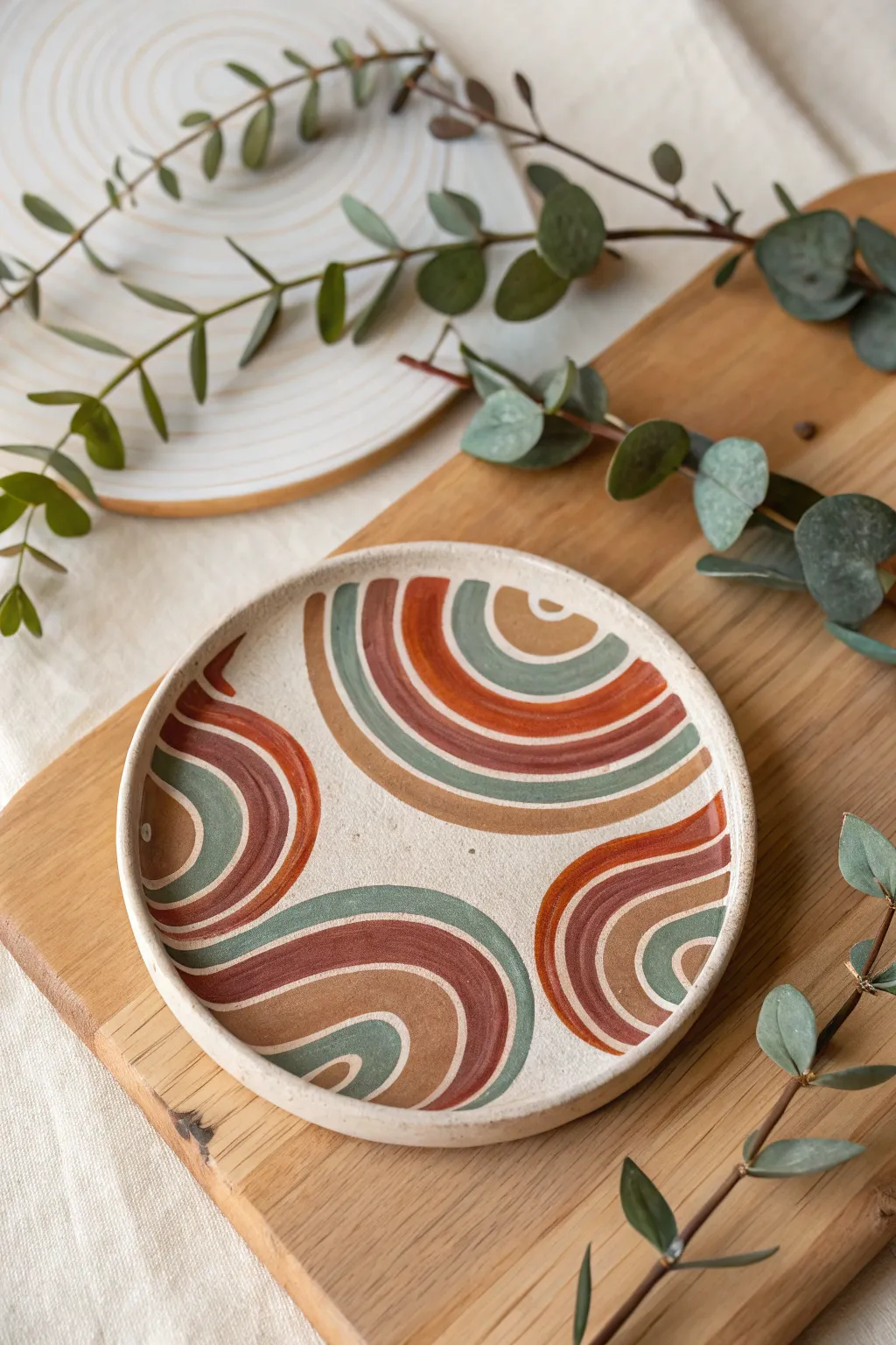 Unleash your creativity with abstract art on clay — where simplicity meets natural beauty.