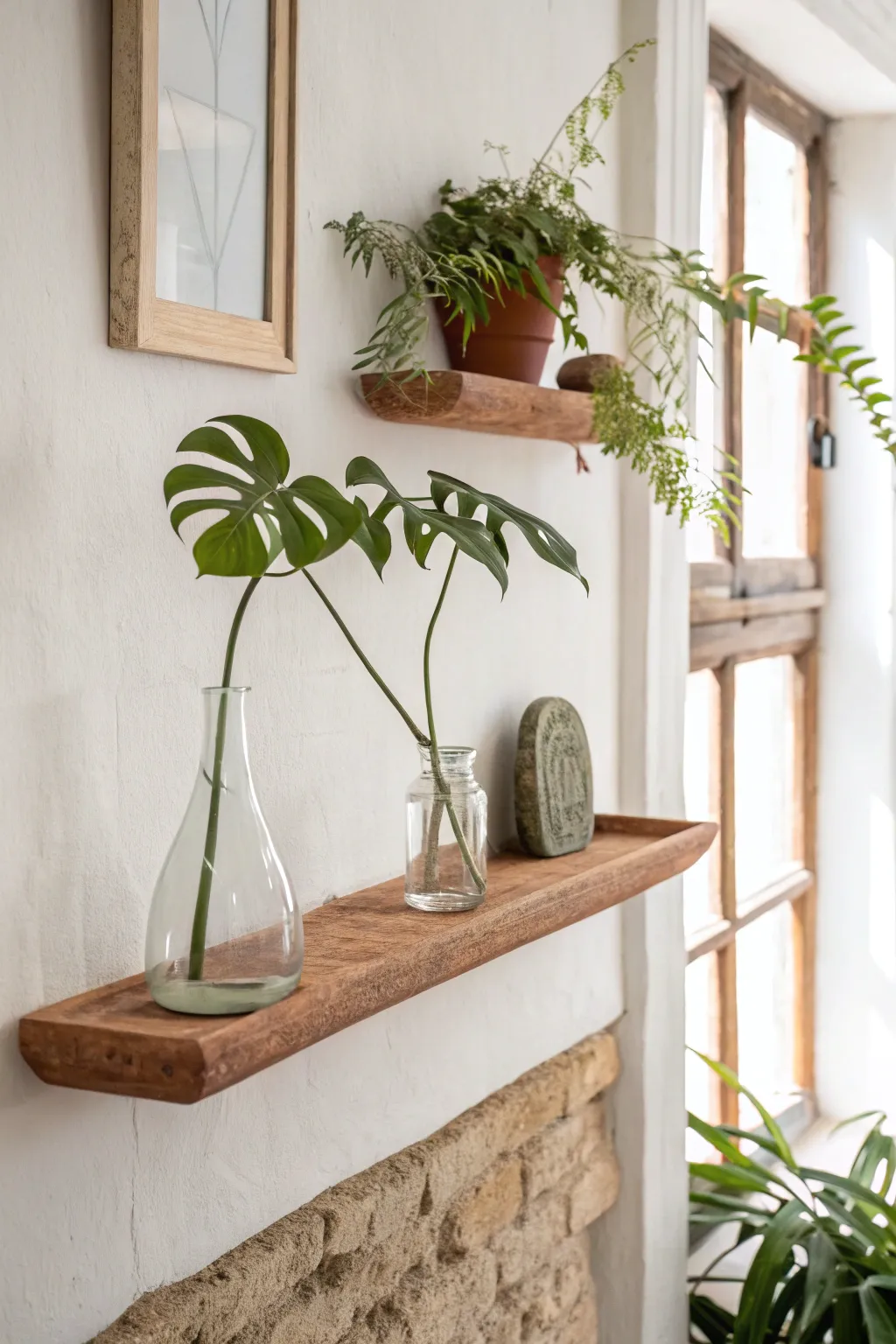 Elevate your greenery with a handcrafted clay shelf—where minimalism meets natural beauty.