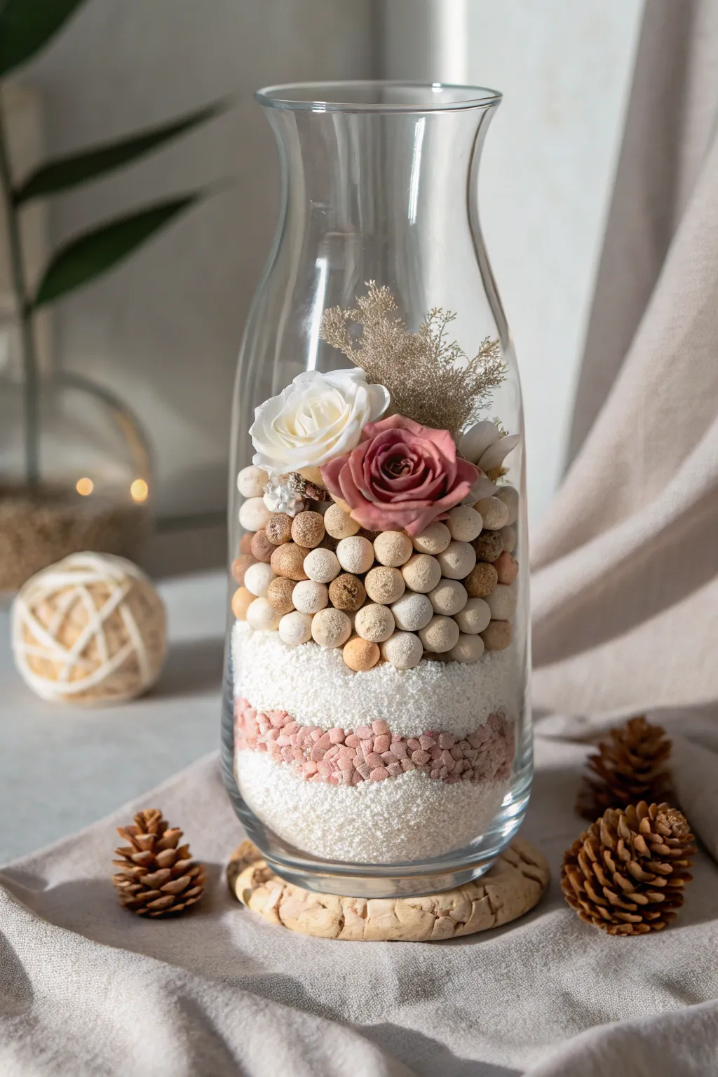Elevate your space with this minimalist layered vase art, where simplicity meets natural beauty.
