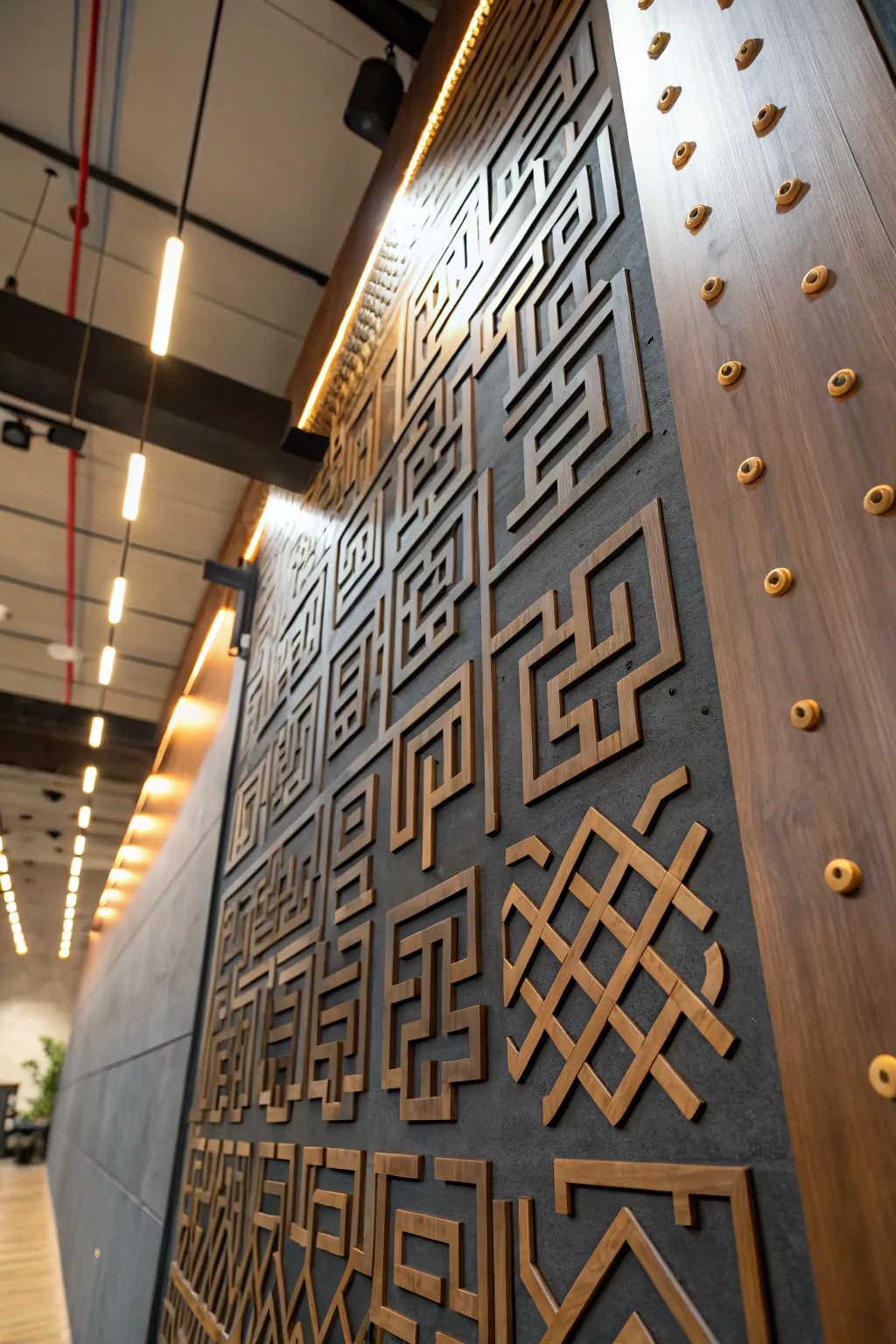 Elevate your space with a handcrafted puzzle pattern climbing wall, where art meets adventure.