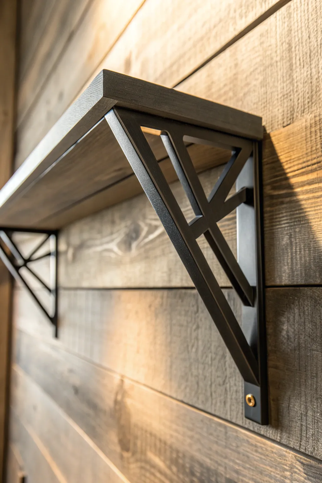 Elevate your space with the artistry of geometric metal brackets.