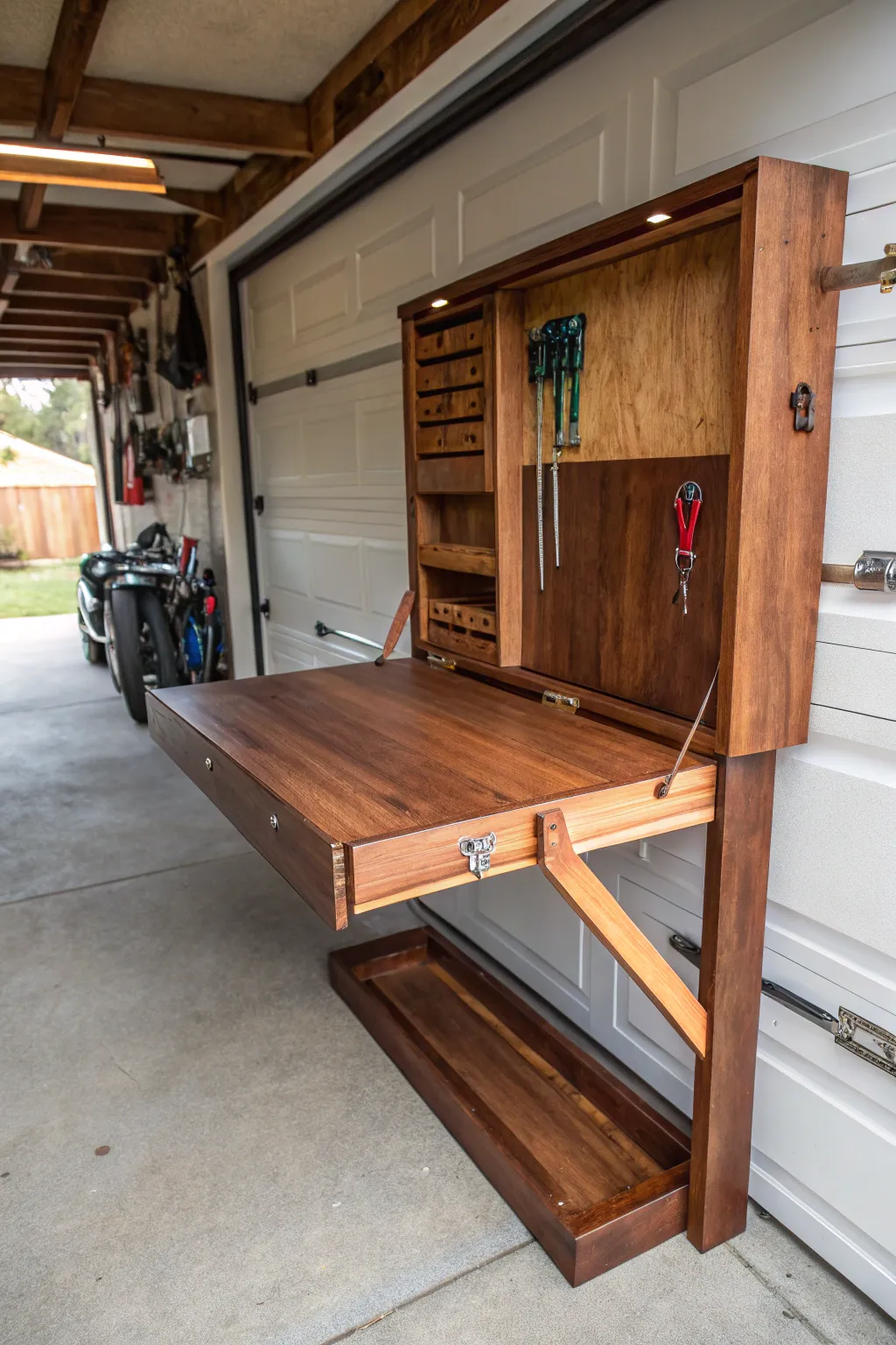 Maximize your space with a stylish foldaway workbench – where craftsmanship meets functionality.