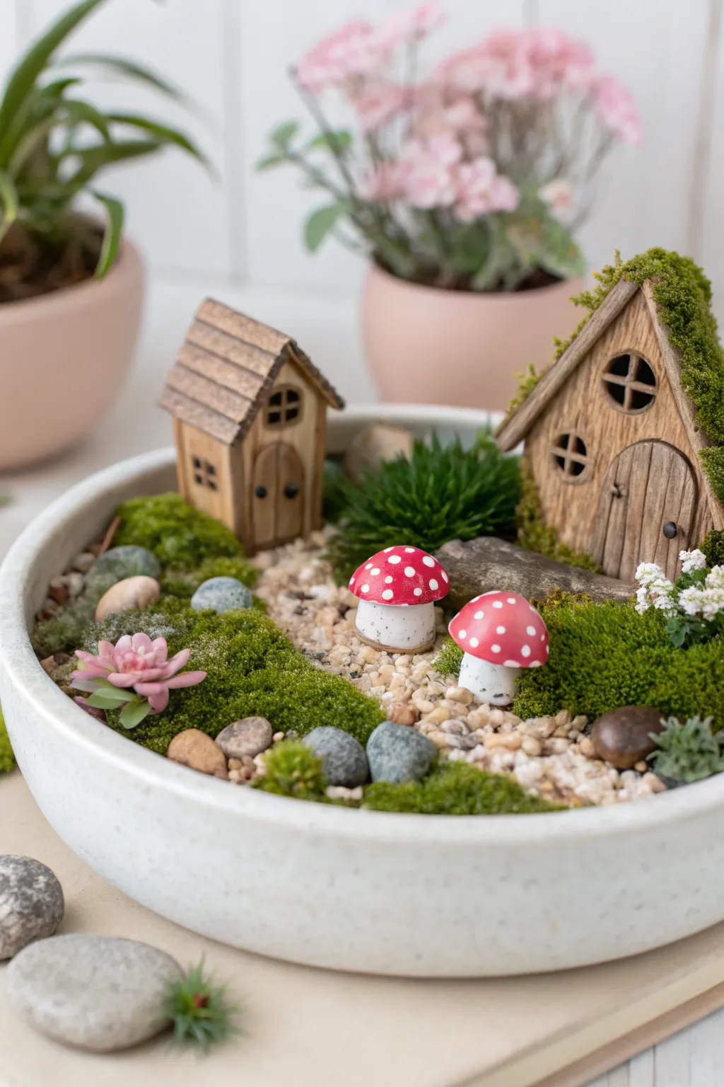 Craft your own enchanting miniature fairy garden for a touch of whimsy and natural beauty.