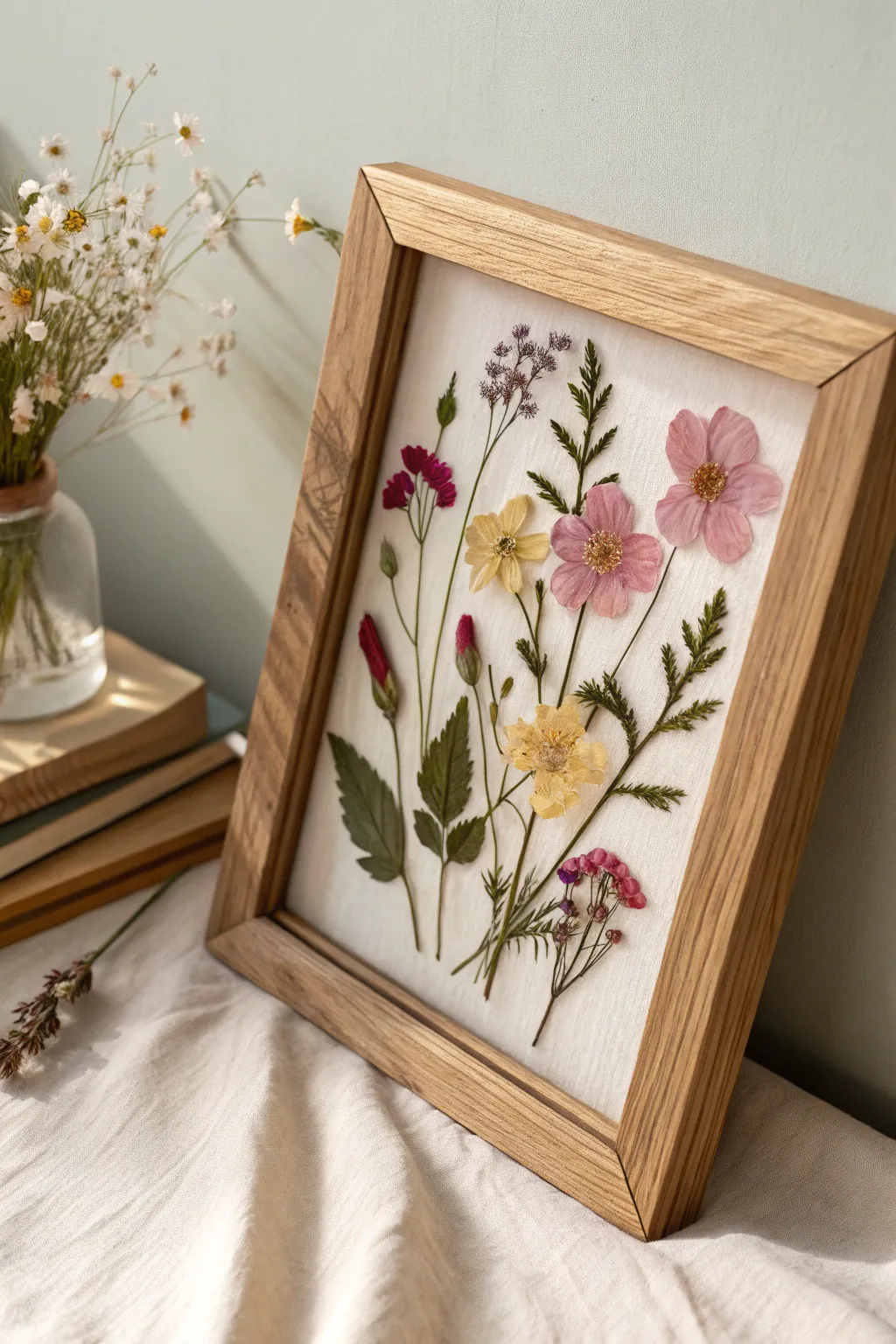 Embrace natural elegance with stunning pressed flower art.