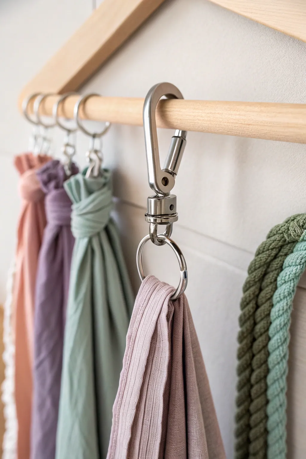 Effortlessly stylish and practical: Organize your hair ties with a chic carabiner clip!