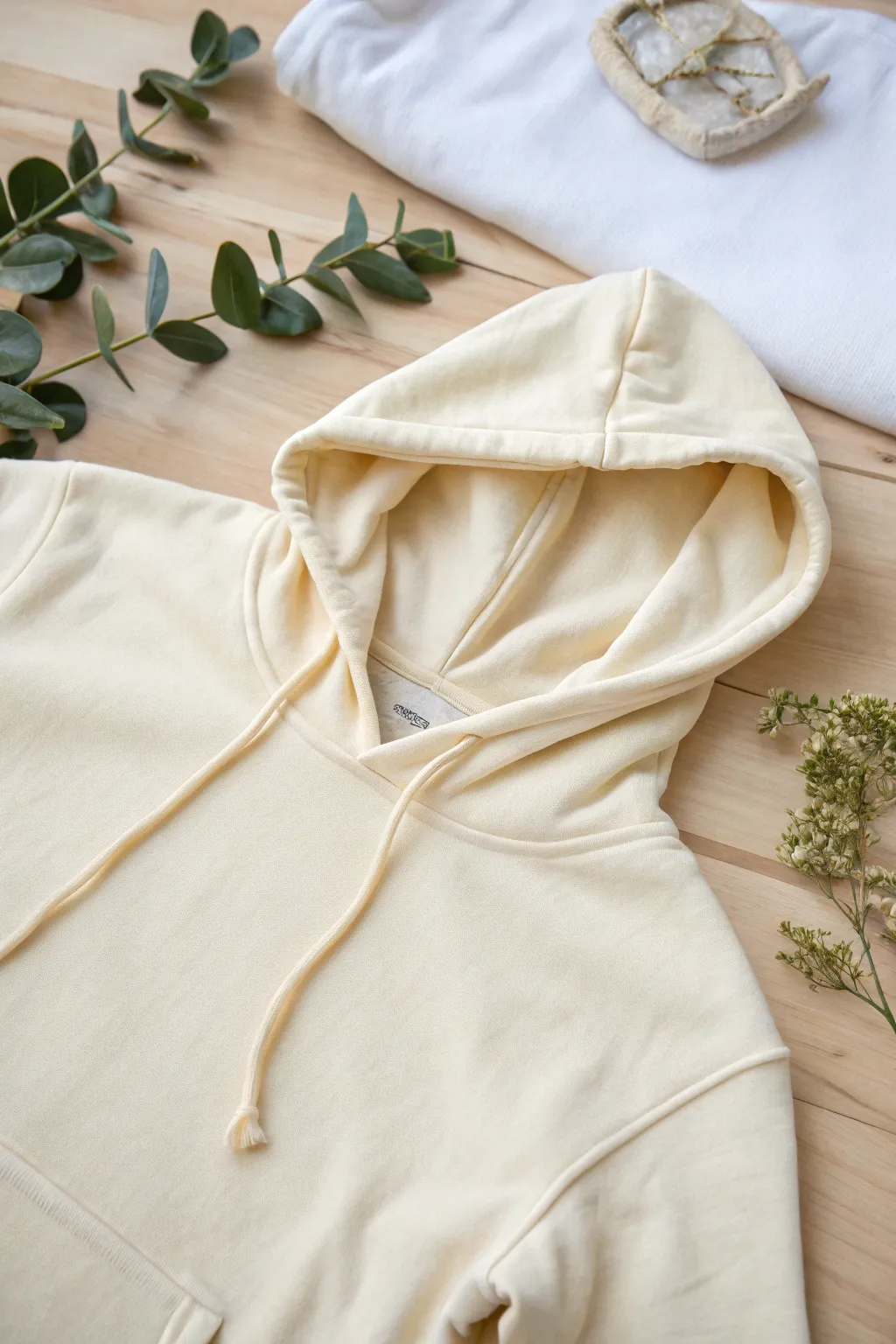 Transform your hoodie with elegant neckline slits for a chic, relaxed vibe.