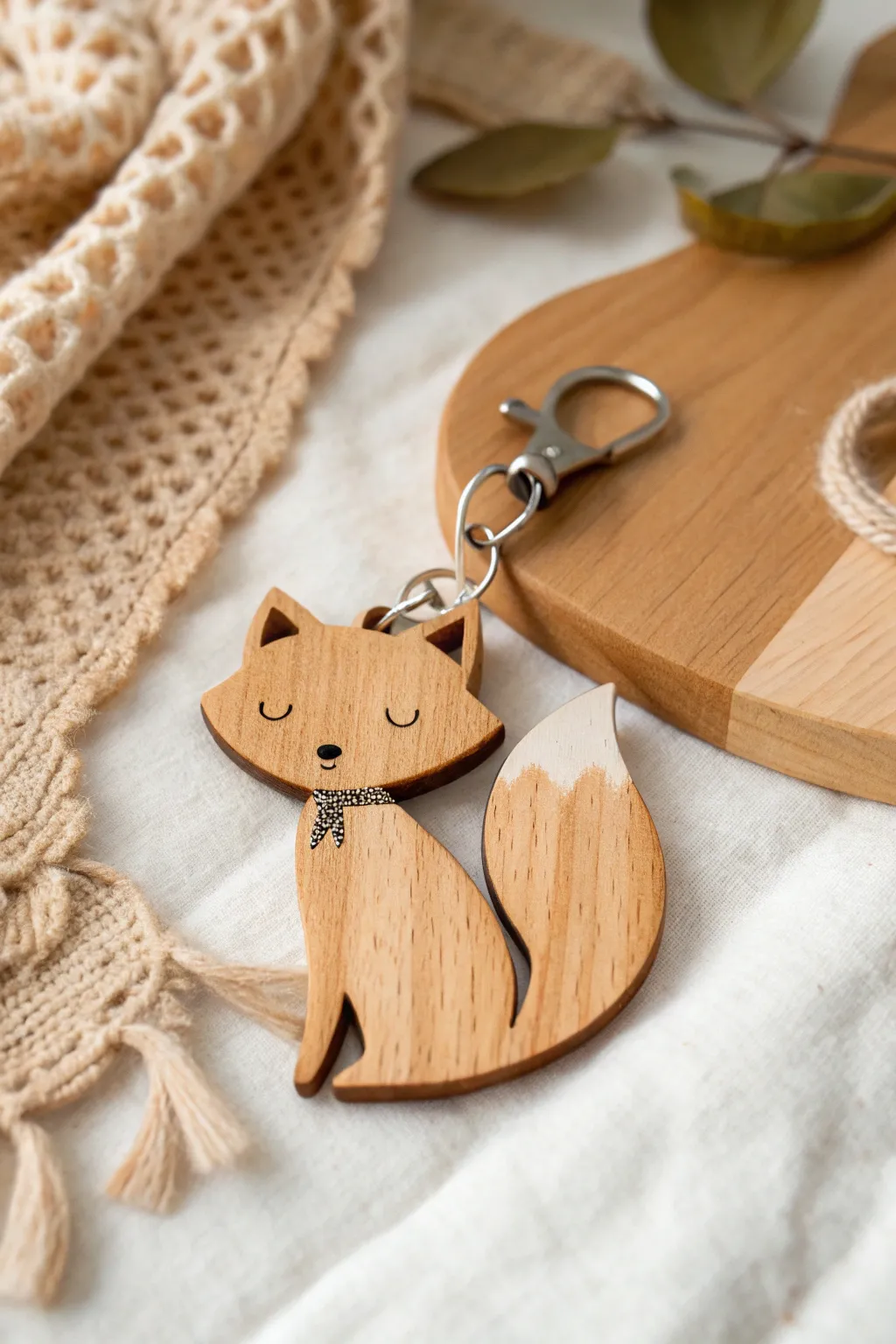 Add a touch of whimsy to your keys with this charming wooden fox keychain, where minimalism meets playfulness!