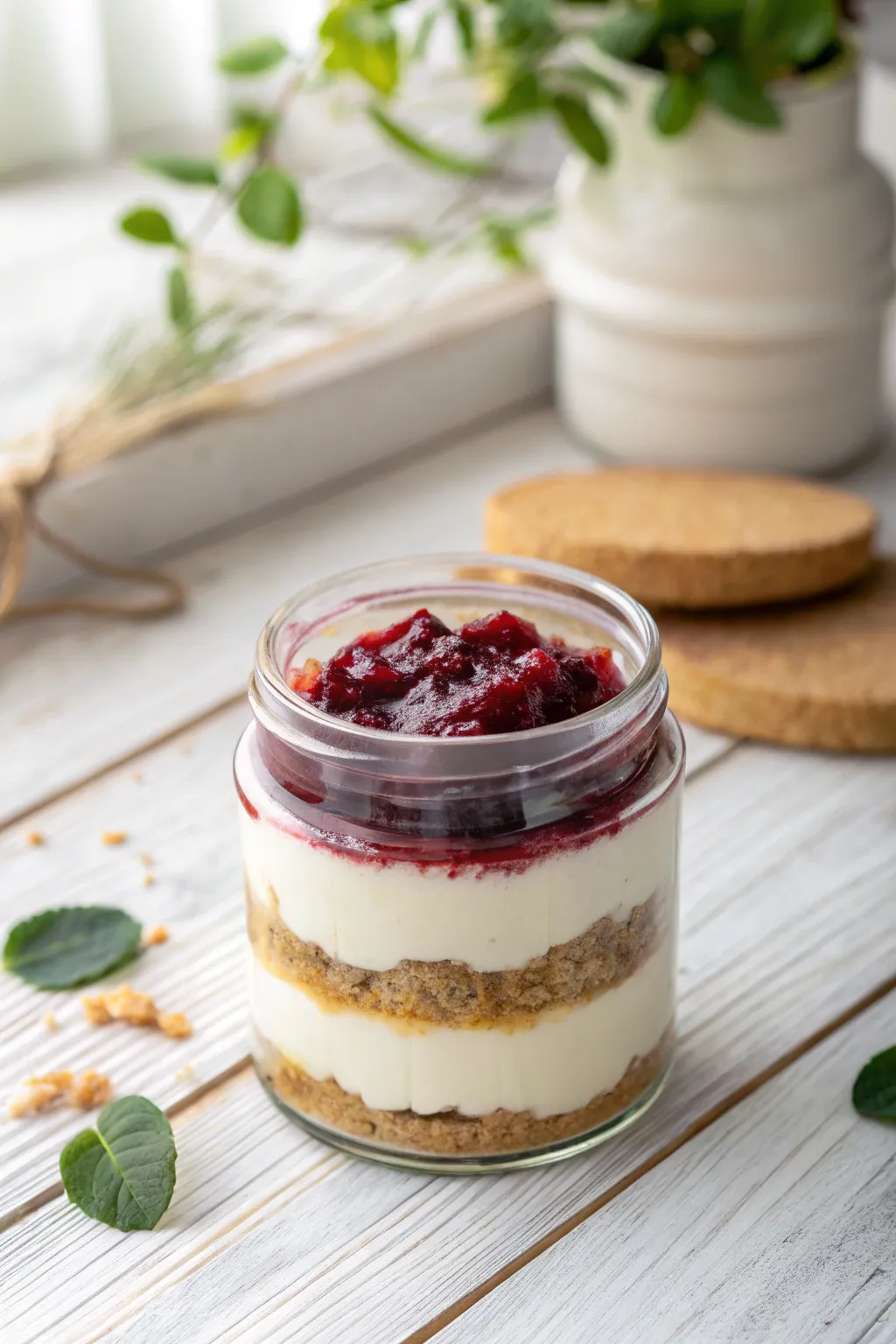 Indulge in the simplicity and elegance of a Mini Cheesecake Jar - where Scandinavian minimalism meets boho charm.