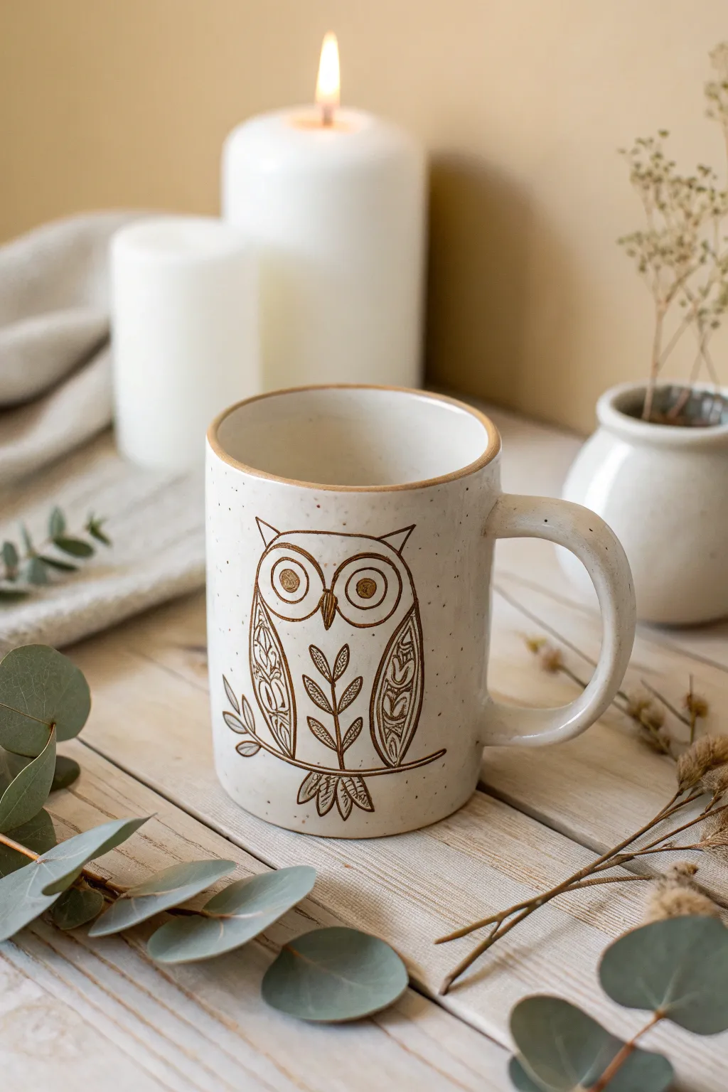 Embrace your wild side with this charming owl motif mug, perfect for cozy mornings and inspired creativity.
