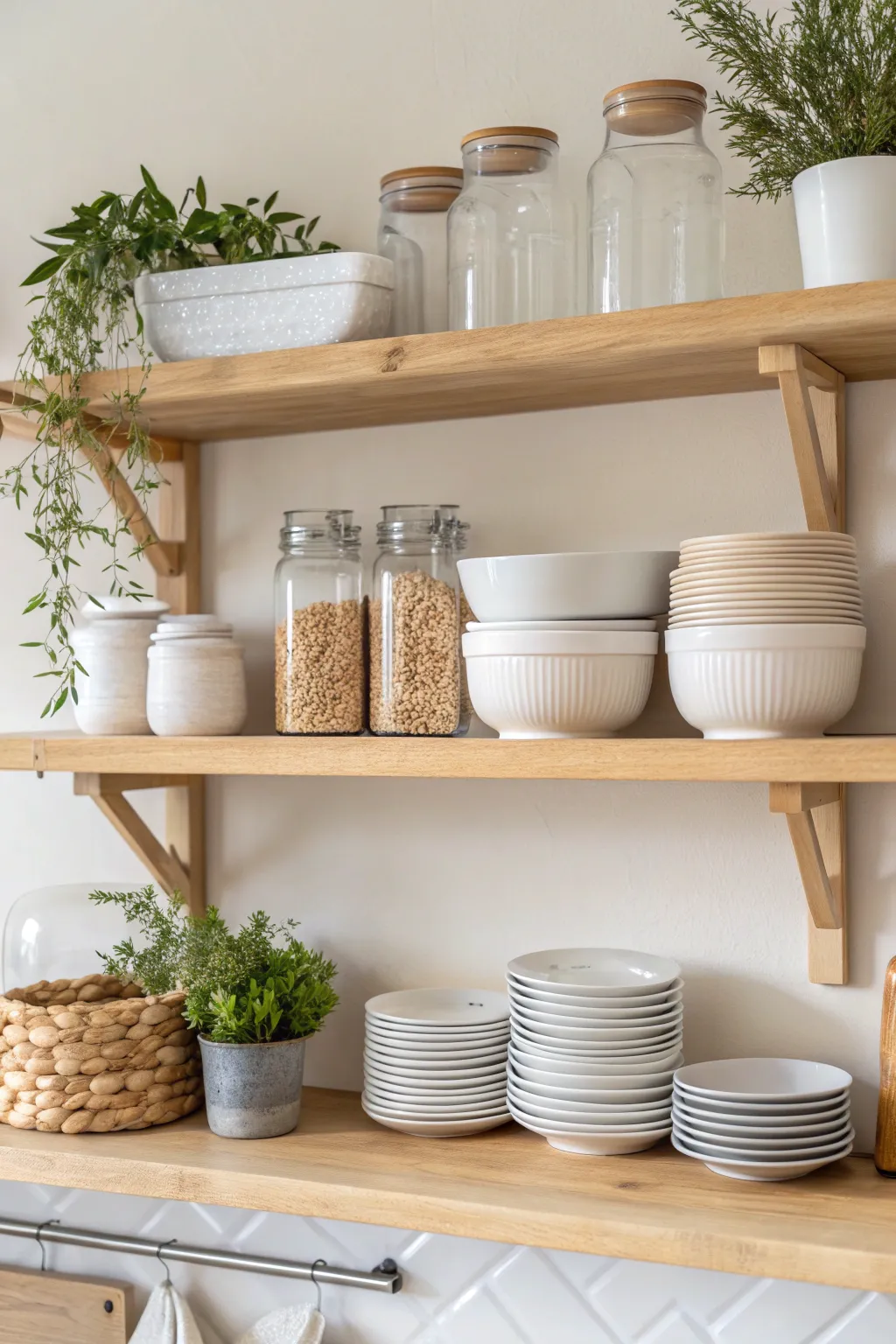 Elevate your kitchen with airy simplicity: embrace the beauty of open shelving!
