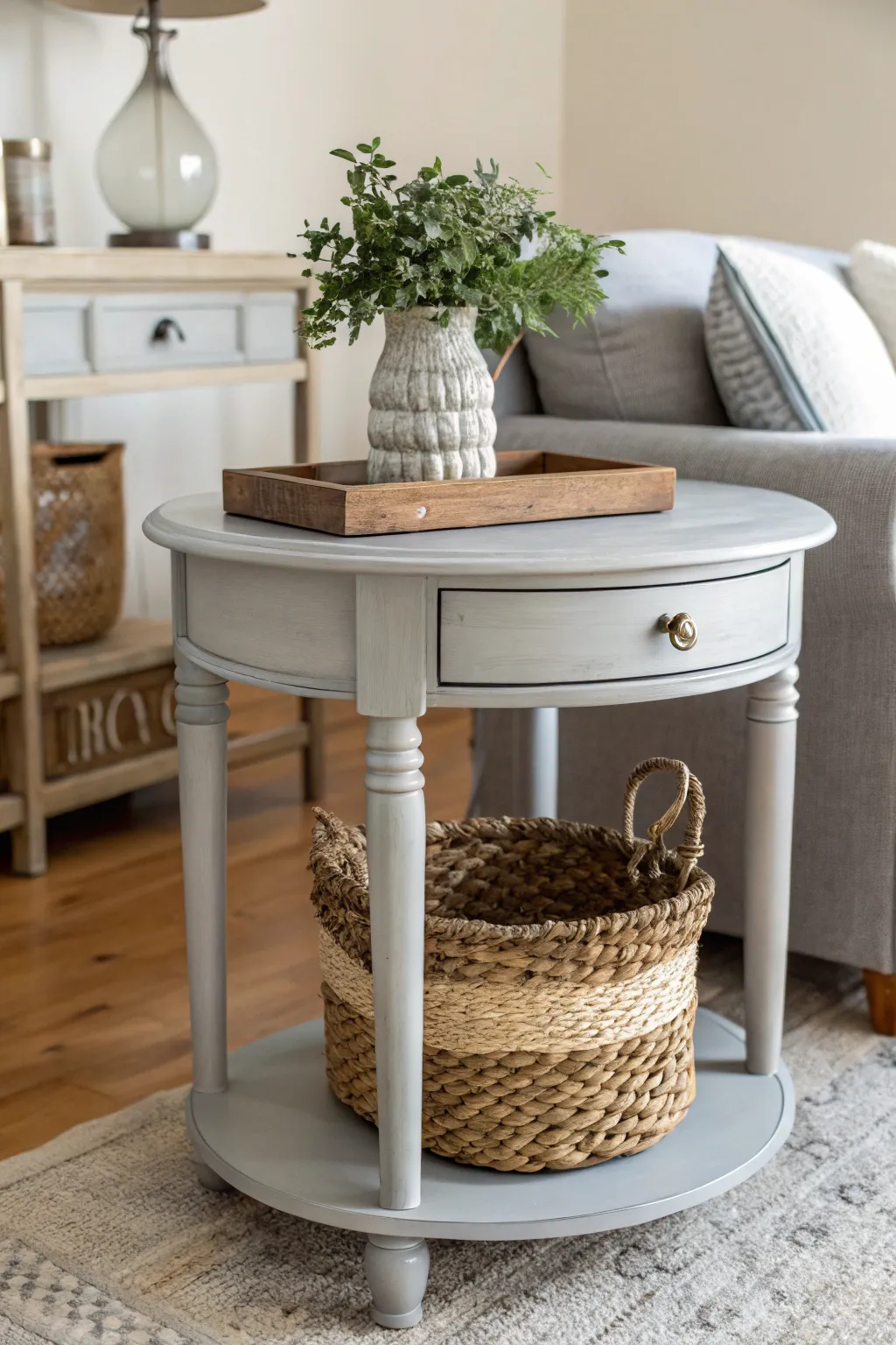 Embrace neutral elegance with this DIY painted end table—where simplicity meets sophistication.