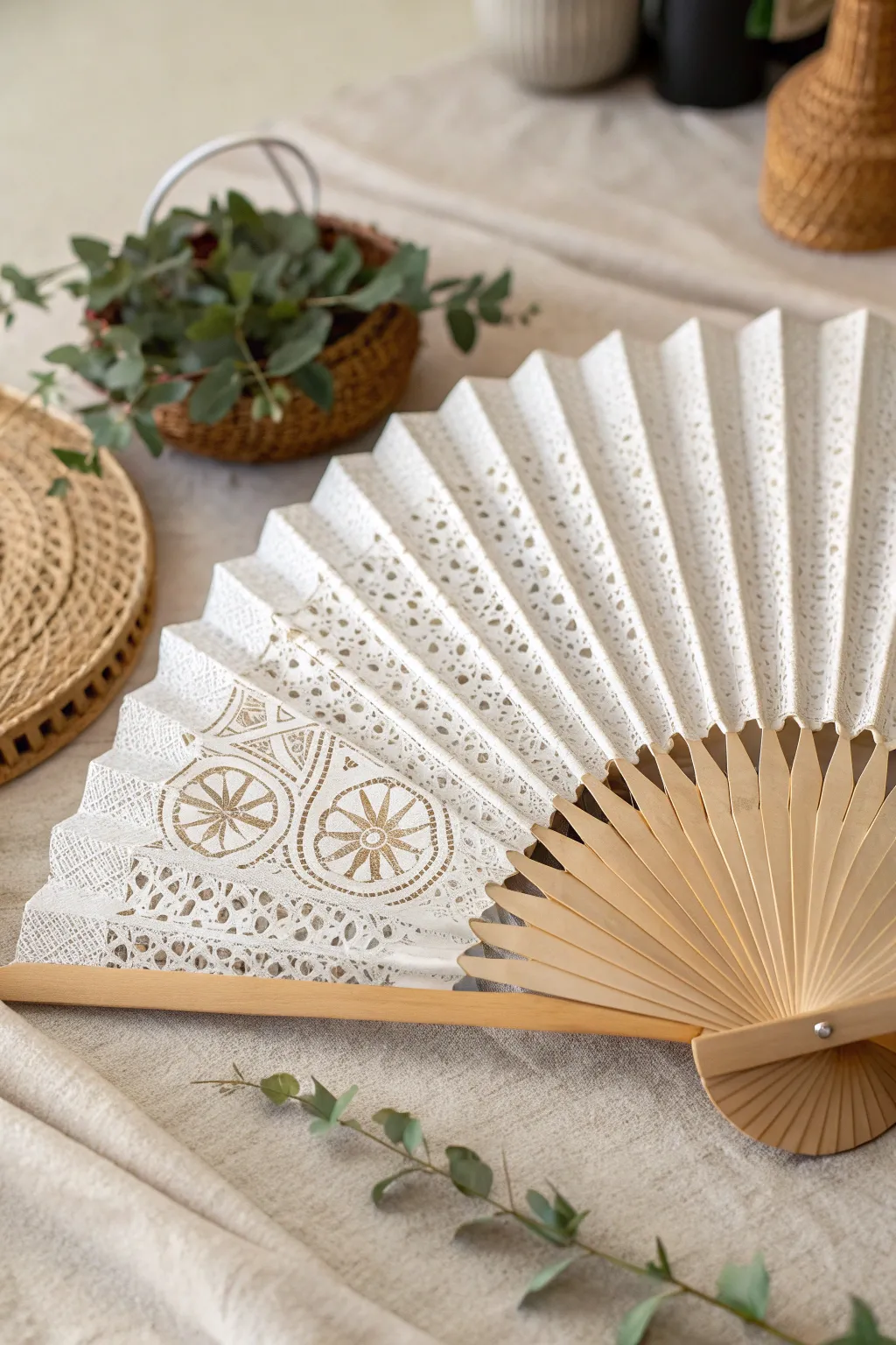Transform your scrapbook paper into a charming DIY fan, perfect for a touch of personalized elegance.
