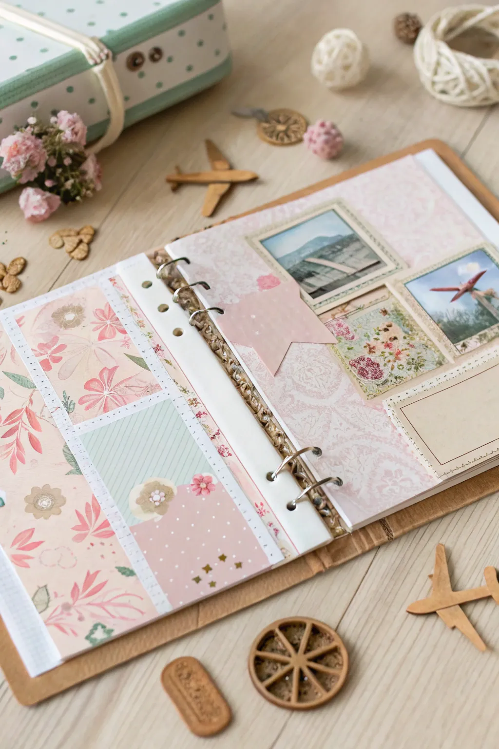 Capture your memories in style with a themed scrapbook that tells your unique story, blending simplicity with a touch of nature's elegance.