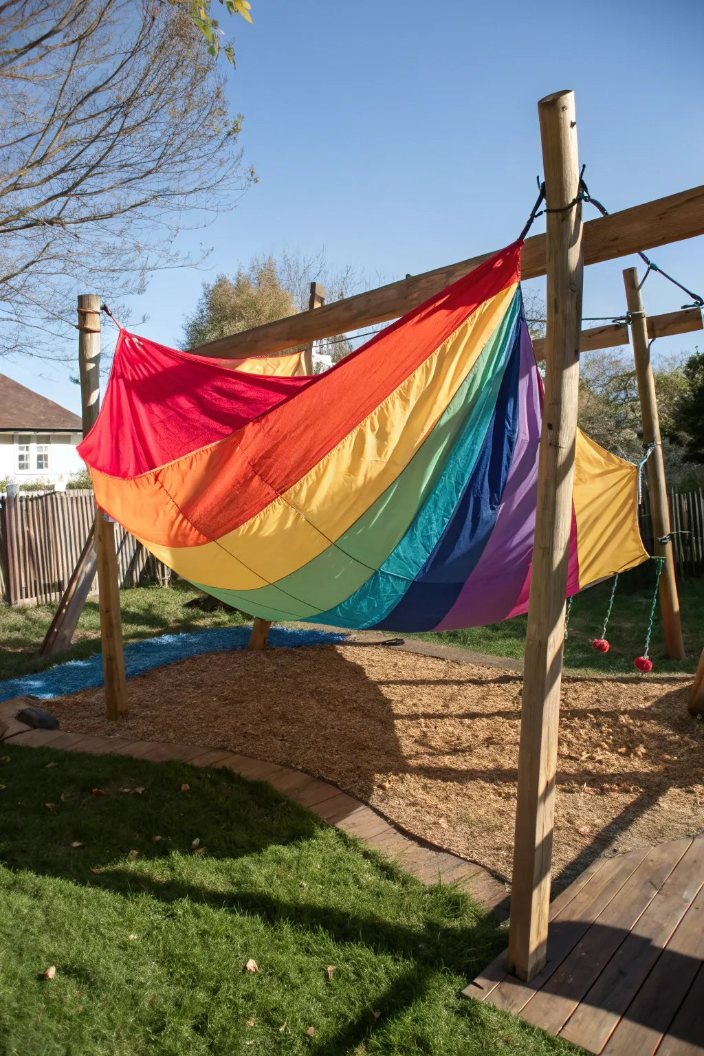 Elevate your outdoor play with a touch of adventure—transform a parachute into a stunning garden shade.