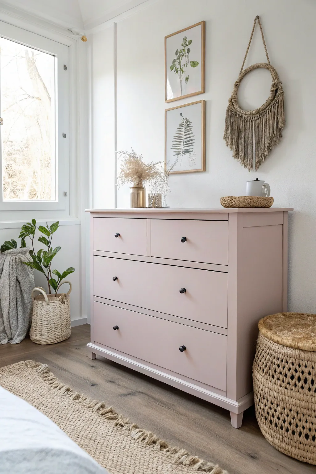 Transform your space with a touch of paint magic—elevate your bedroom with a personalized, hand-painted dresser centerpiece.
