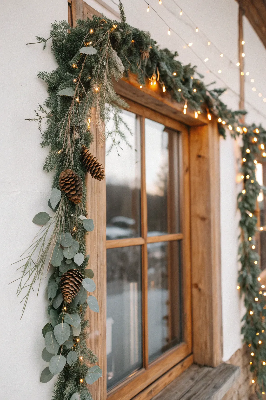 Illuminate your space with minimalist holiday charm: a Scandinavian-inspired garland adorned with twinkling lights.