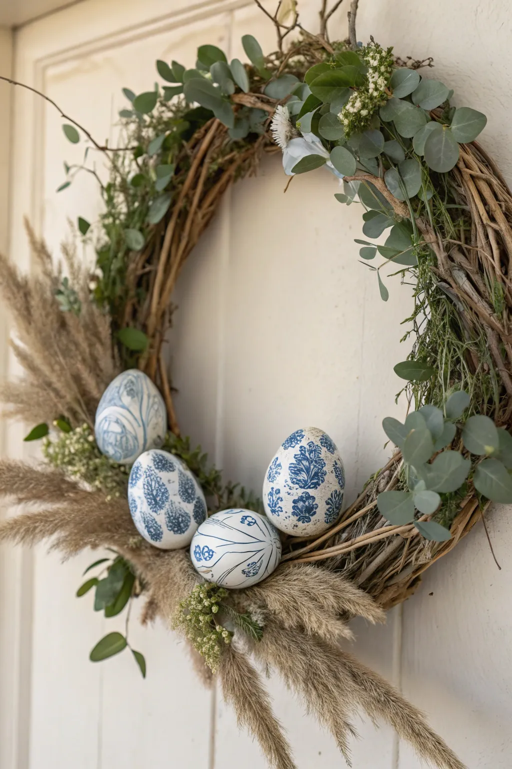 Elevate your spring decor with chinoiserie elegance in a minimalist wreath.