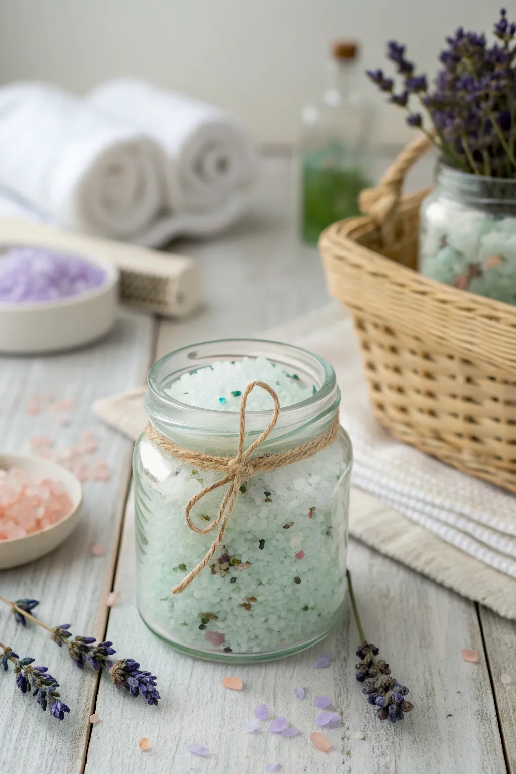 Indulge in a moment of serenity with handcrafted bath salts, perfect for gifting or a personal treat. 🌿🛁