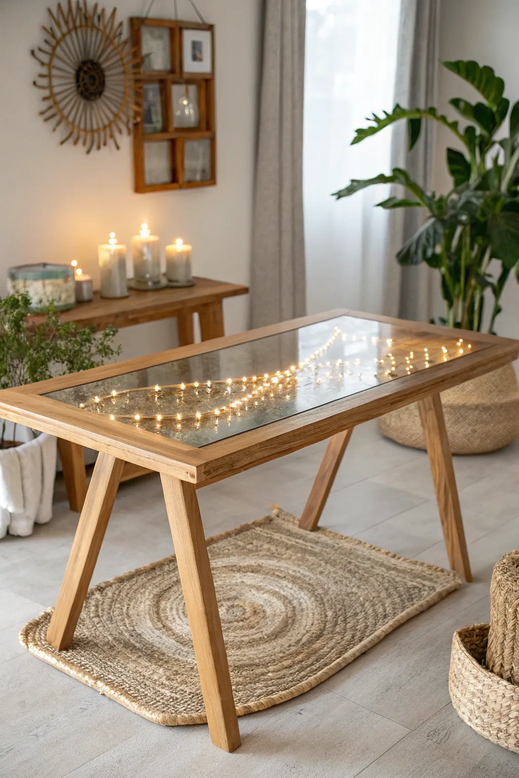 Step into infinity with this stunning DIY table that blends minimalism with a hint of boho charm.