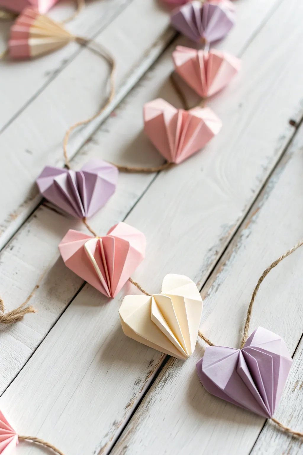 Add a touch of handcrafted charm to your space with this elegant origami heart garland. Perfect for a minimalist Valentine's Day decor!