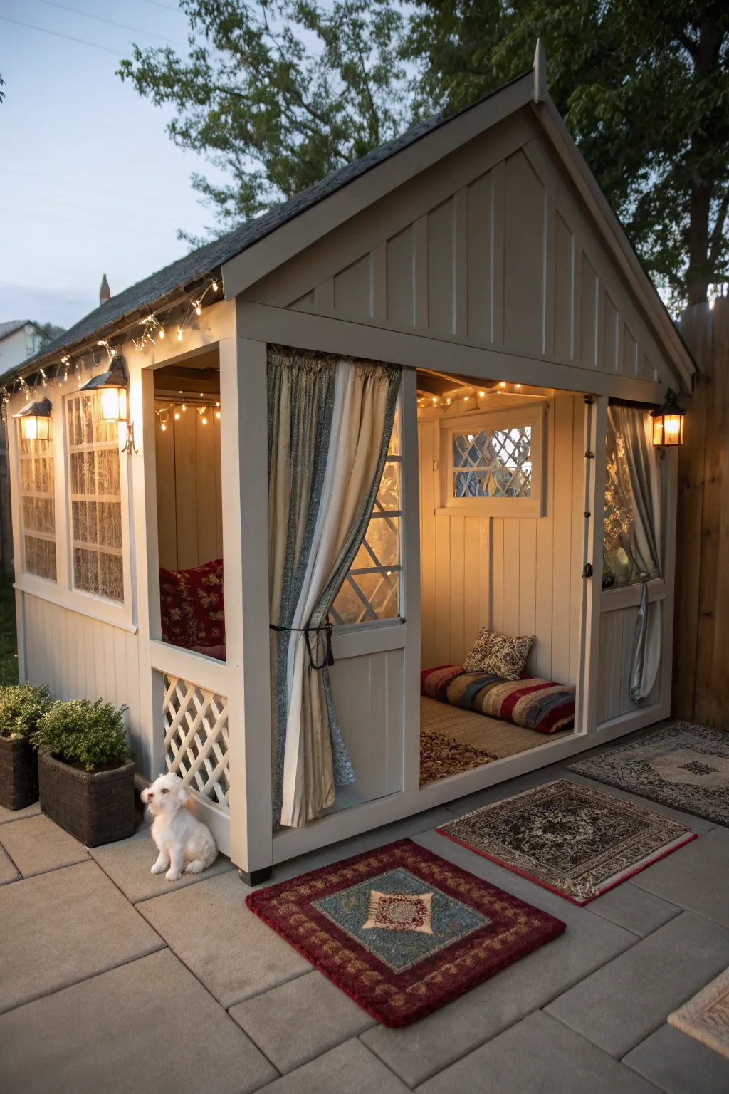 Homey elements add warmth and charm to the kennel environment.