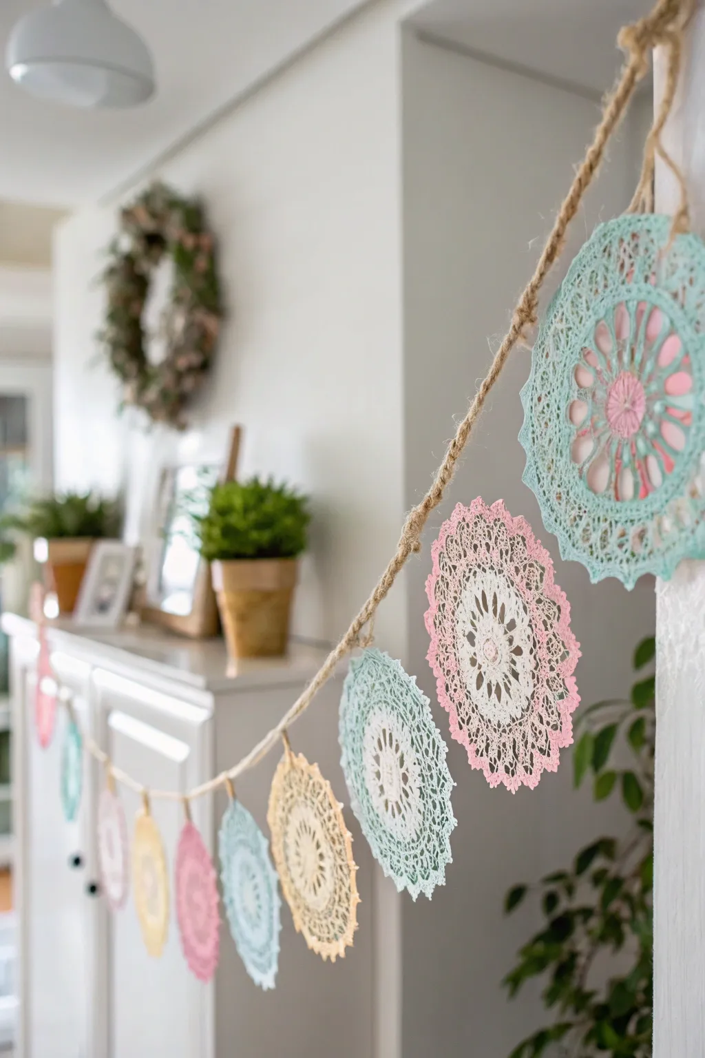 Add a touch of elegance to your celebrations with these charming doily garlands, perfect for any occasion!