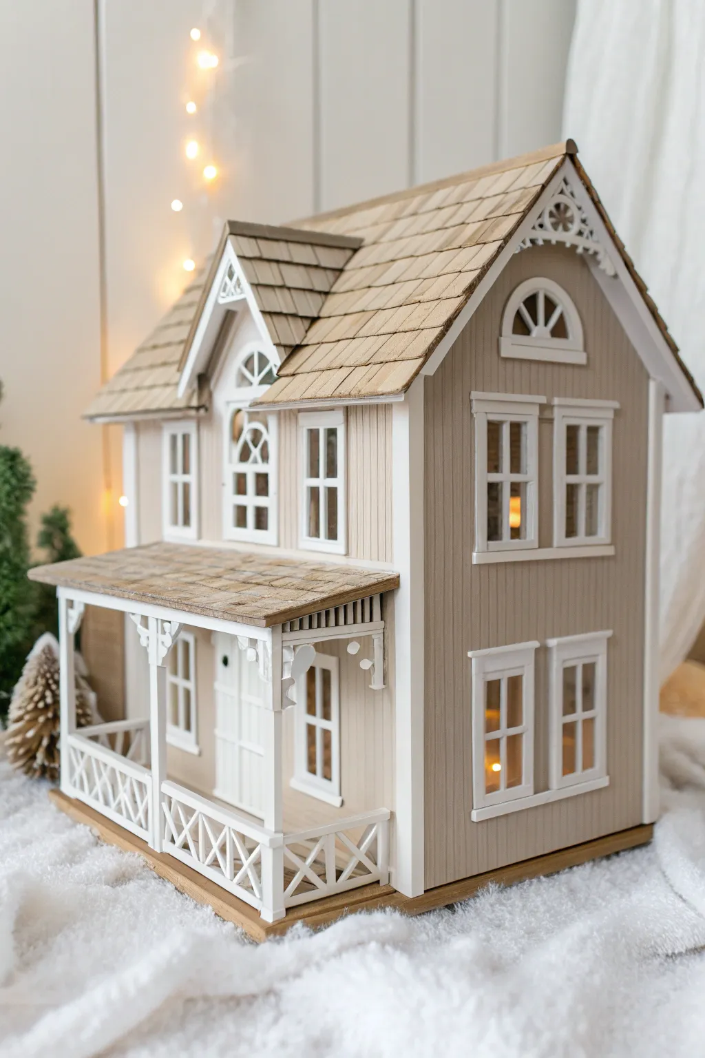 Discover the timeless elegance of earthy neutrals for your dollhouse oasis.