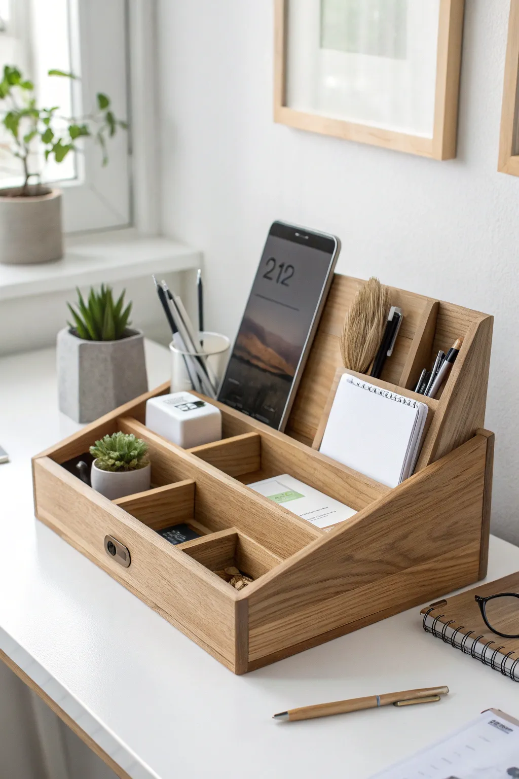 Elevate your study space with this chic desk organizer, blending Scandinavian simplicity with boho elegance.