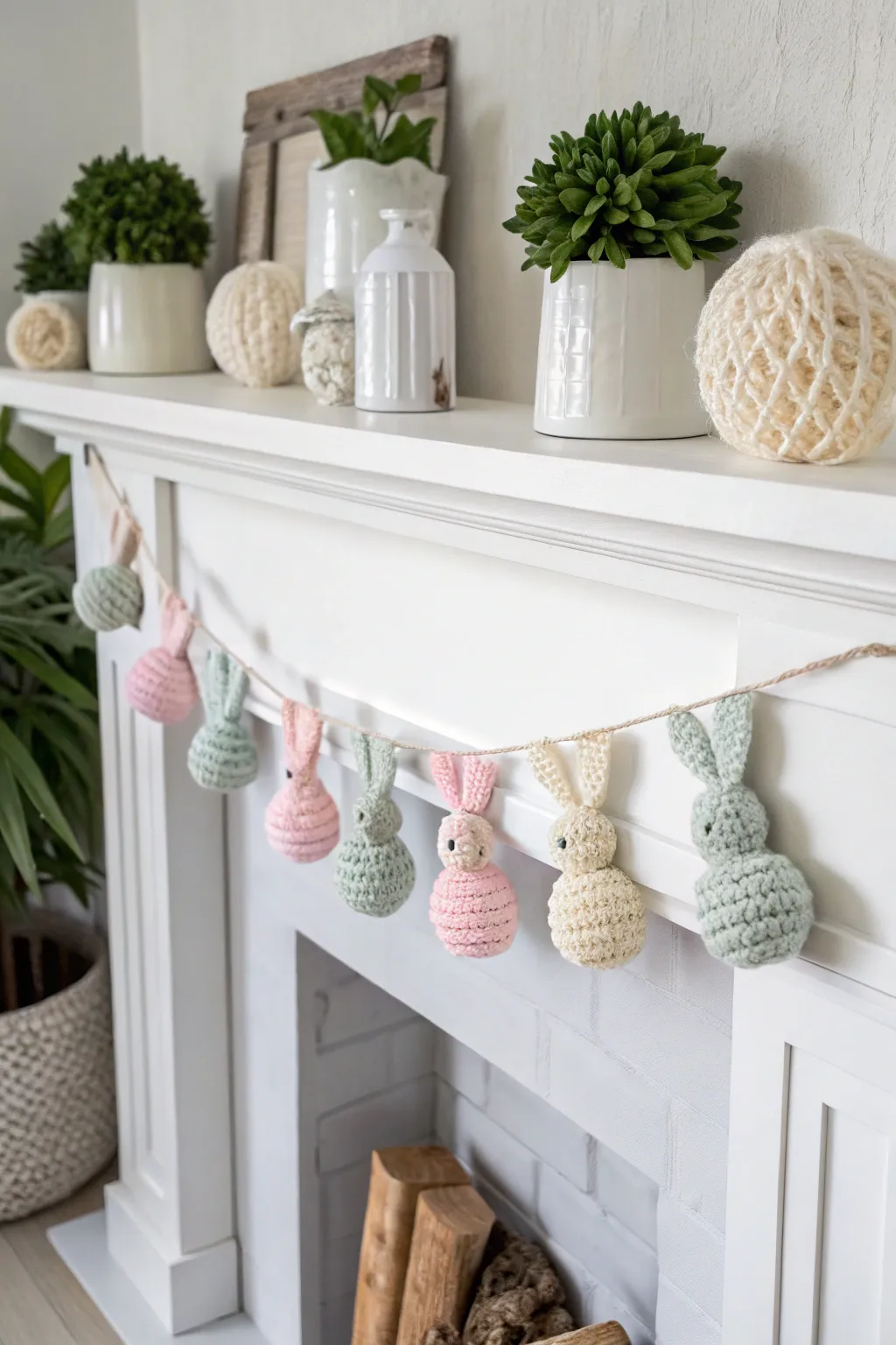 Add a touch of whimsy to your decor with this charming crochet bunny garland, perfect for a minimalist Easter celebration!