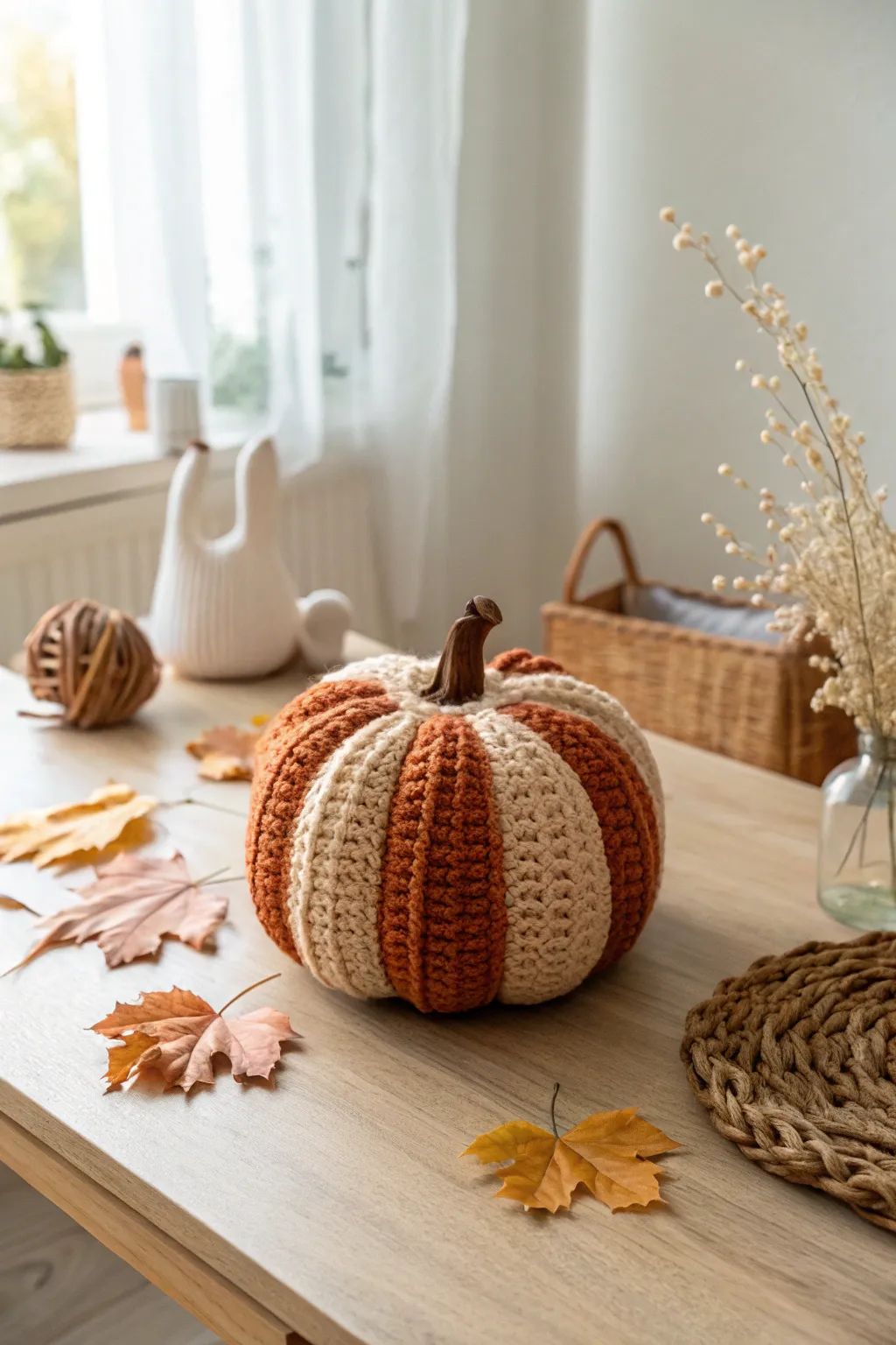 Embrace autumn's charm with this delightful crochet pumpkin, perfect for adding a cozy, handcrafted touch to your home decor.