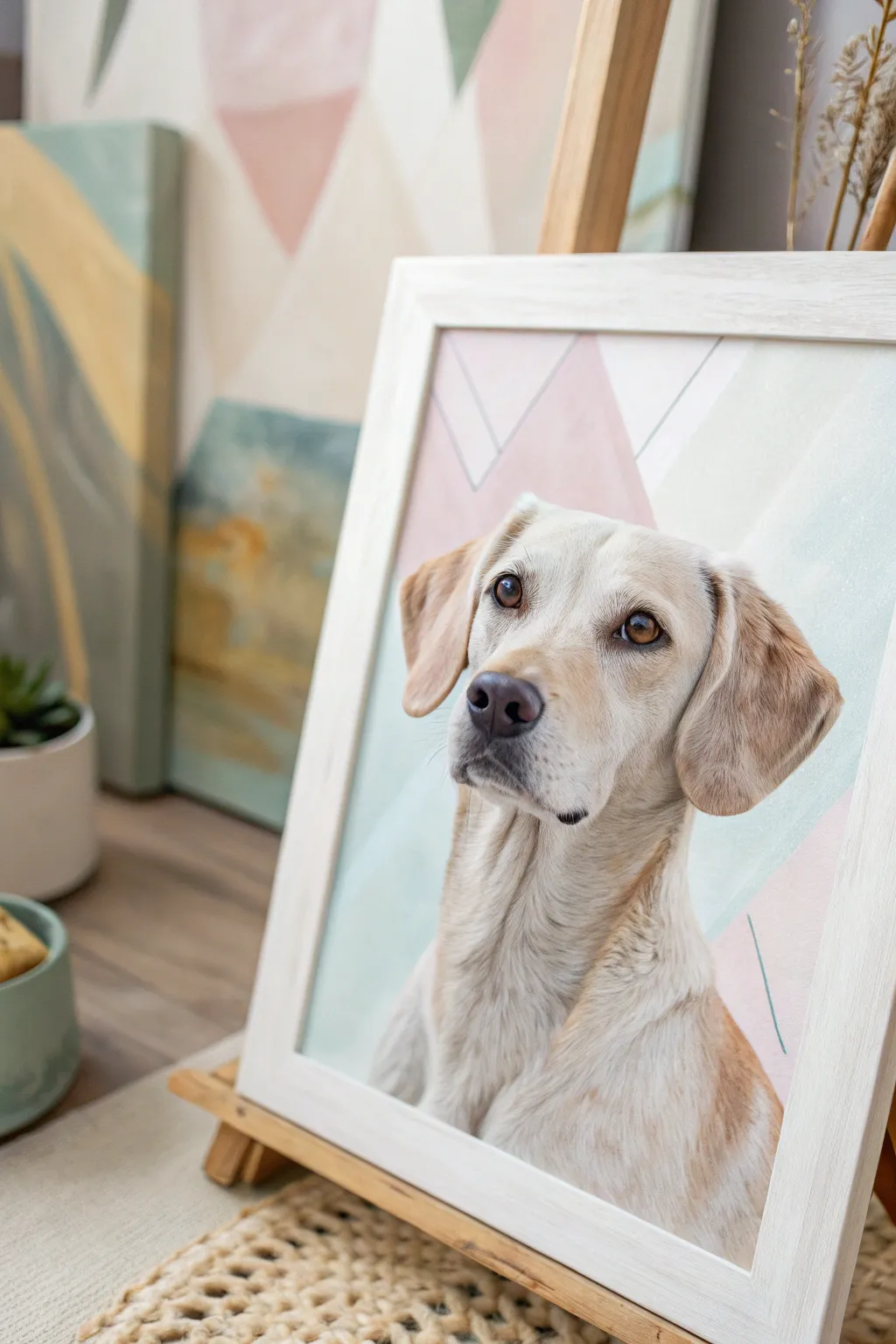 Explore the charm of abstract art with your furry friend as the star. #DogArt #MinimalistBoho