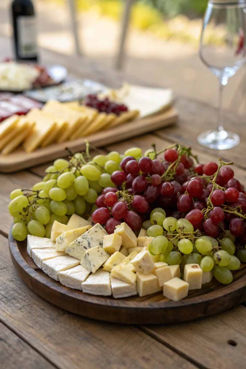 A classic combination of grapes and cheese that never goes out of style.