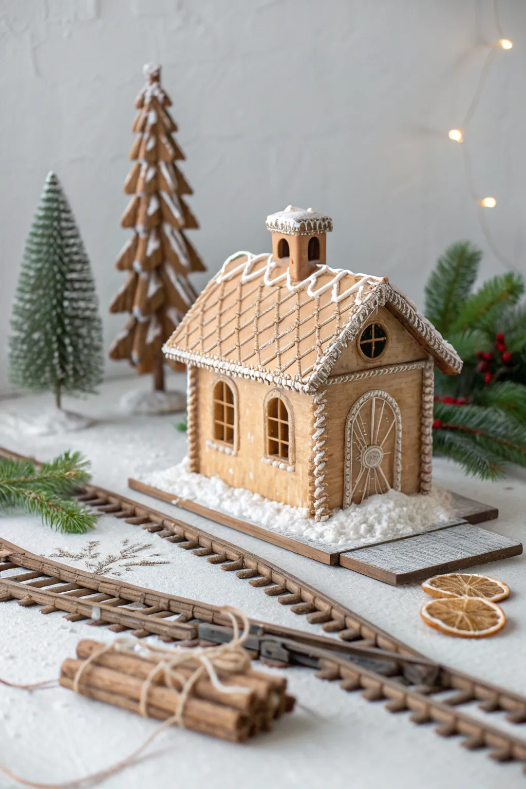All aboard the gingerbread express! Discover the charm of a whimsical train station crafted with love and creativity. 🚂✨