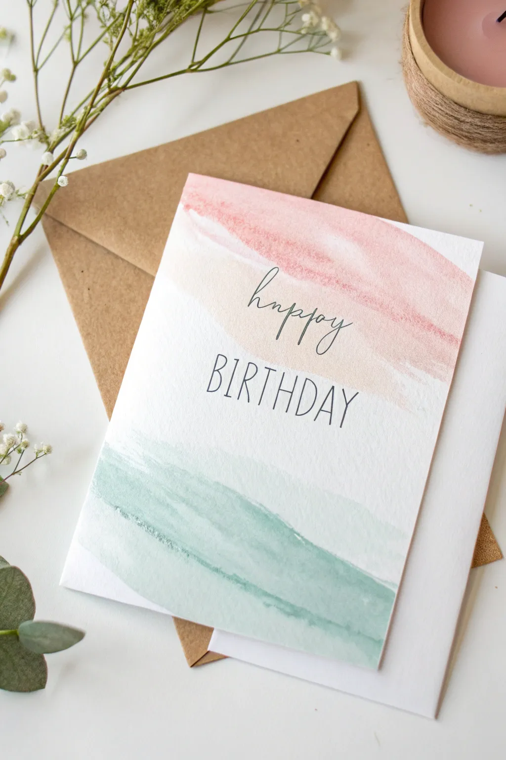 Embrace simplicity with a handcrafted watercolor birthday card that speaks volumes through minimalist elegance.