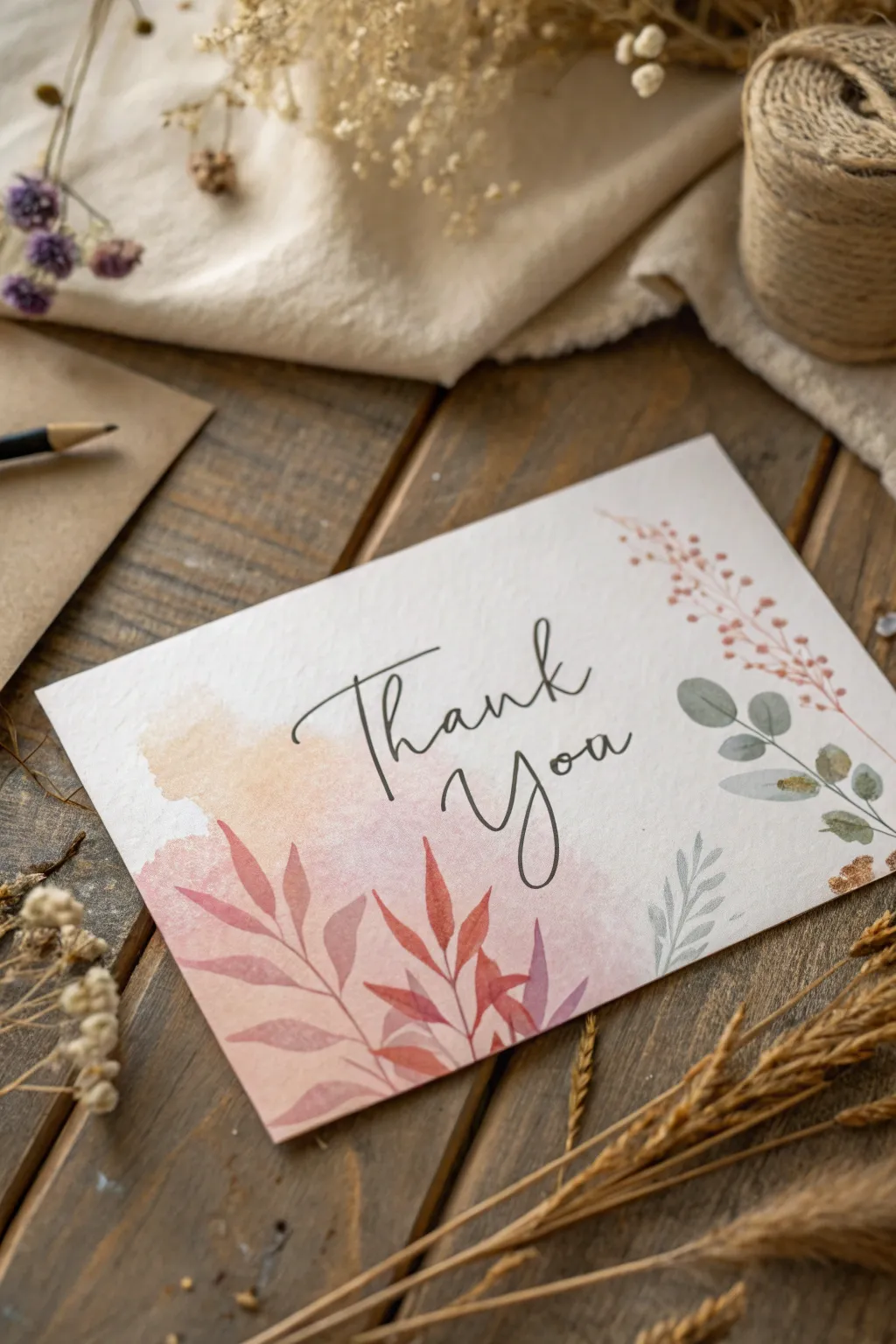 Craft your gratitude with a blend of watercolor and ink for a heartfelt touch.