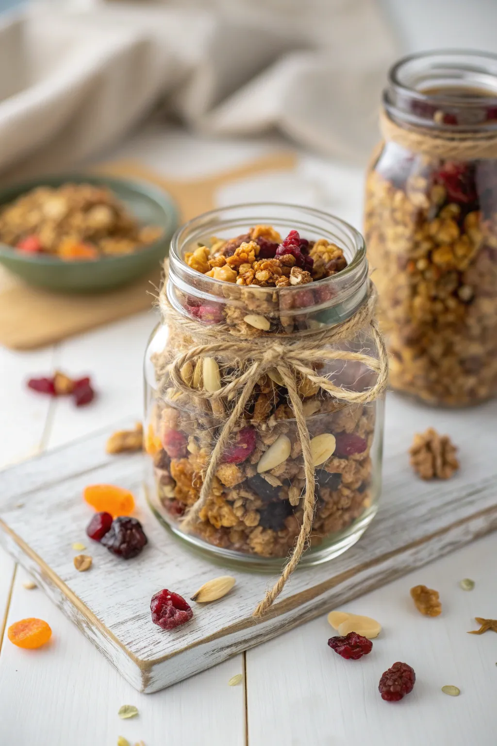 Gift the warmth of homemade goodness with this delightful jar of granola.