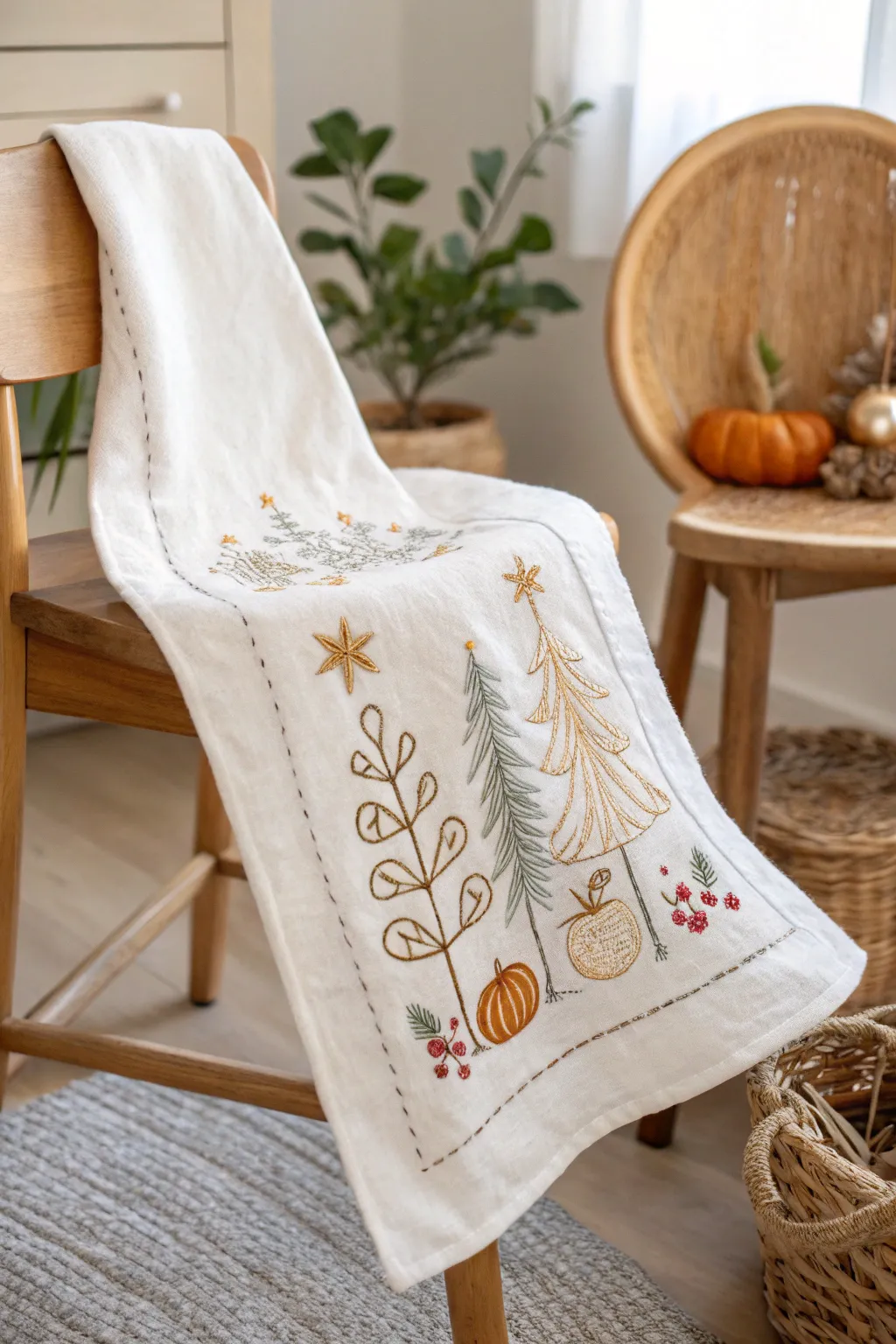 Celebrate the seasons with minimalist holiday embroidery that adds a festive touch to everyday essentials.
