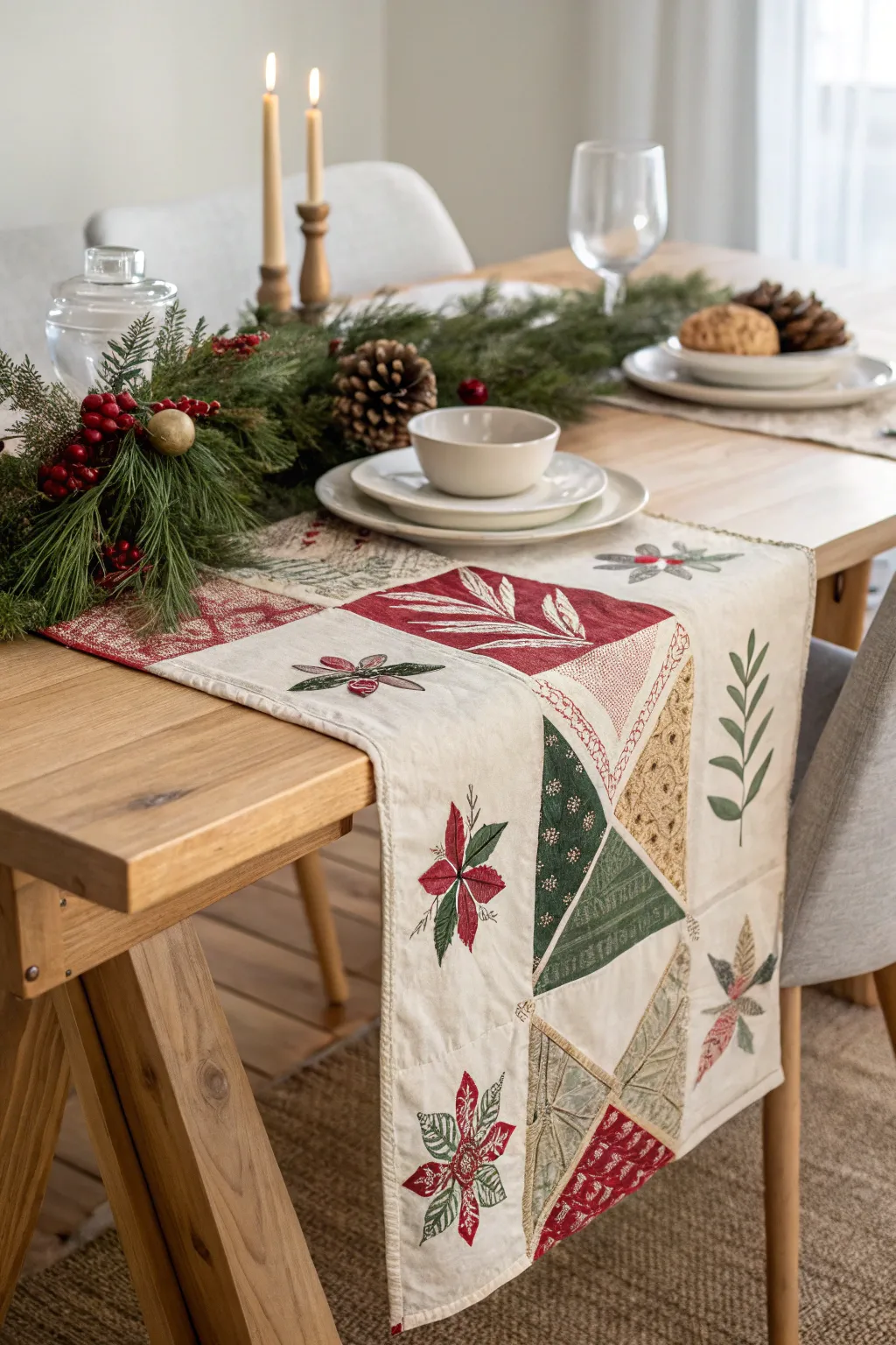 Elevate your holiday dining experience with a handcrafted Christmas table runner that embodies simplicity and festive charm.