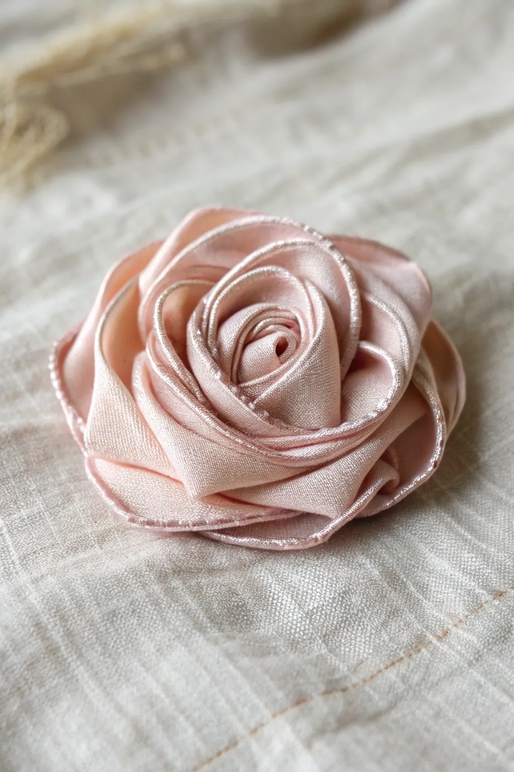 Elevate your style with a handmade fabric rosette brooch, where simplicity meets natural beauty.